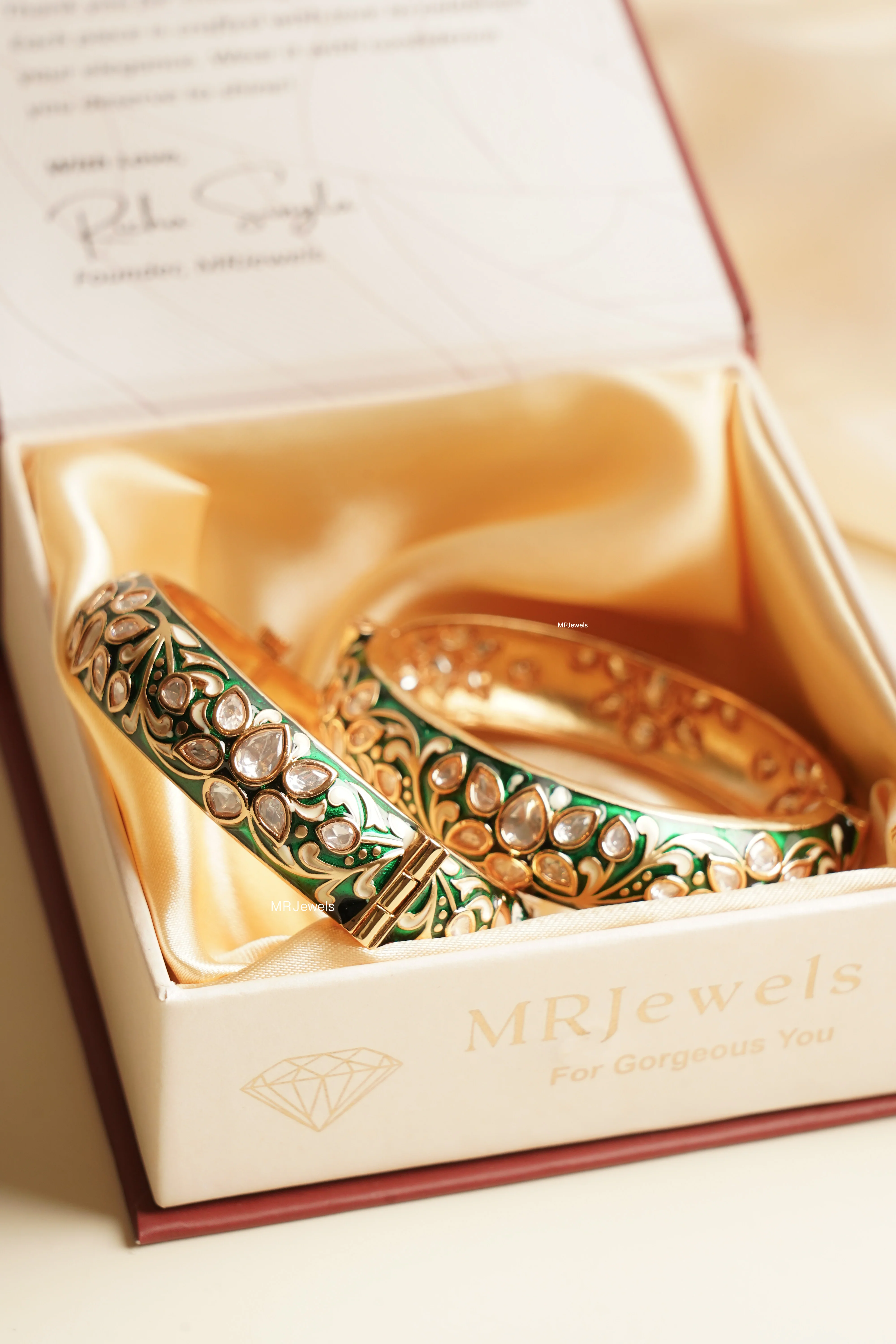 Meenakari Polki Gold Kada Openable - Image 7