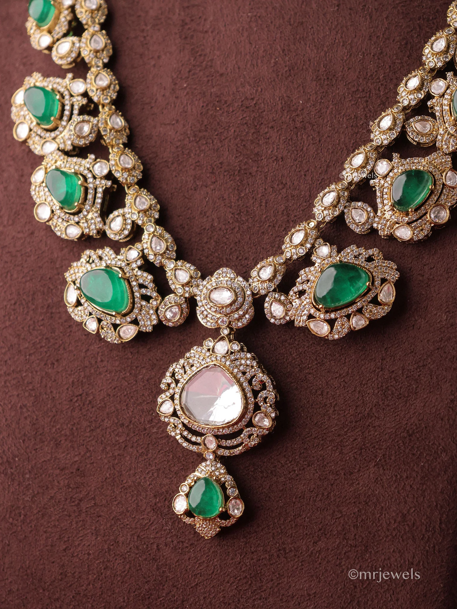 Royal Emerald Polki Groom Necklace - Image 2