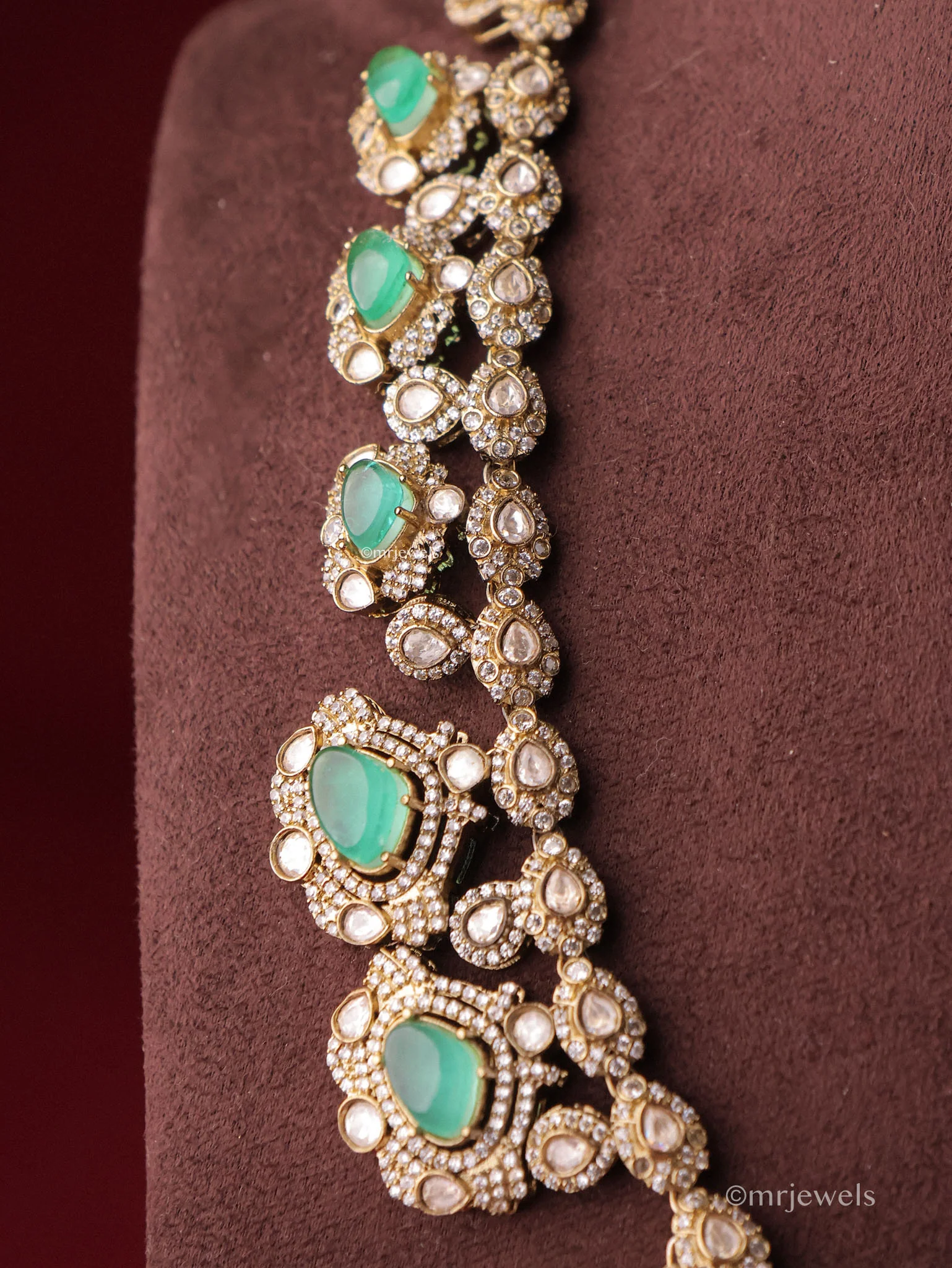 Royal Emerald Polki Groom Necklace - Image 3