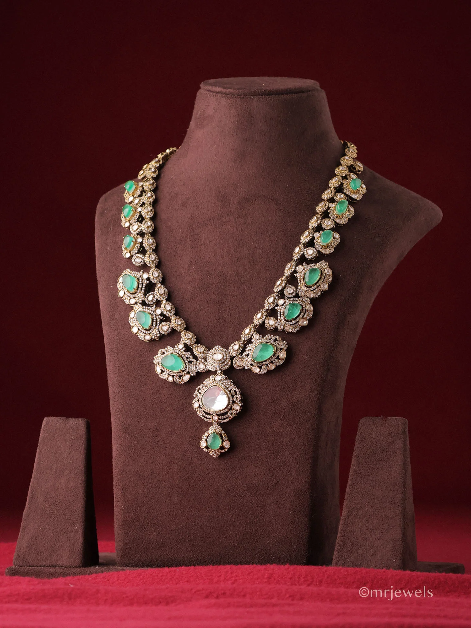 Royal Emerald Polki Groom Necklace - Image 5