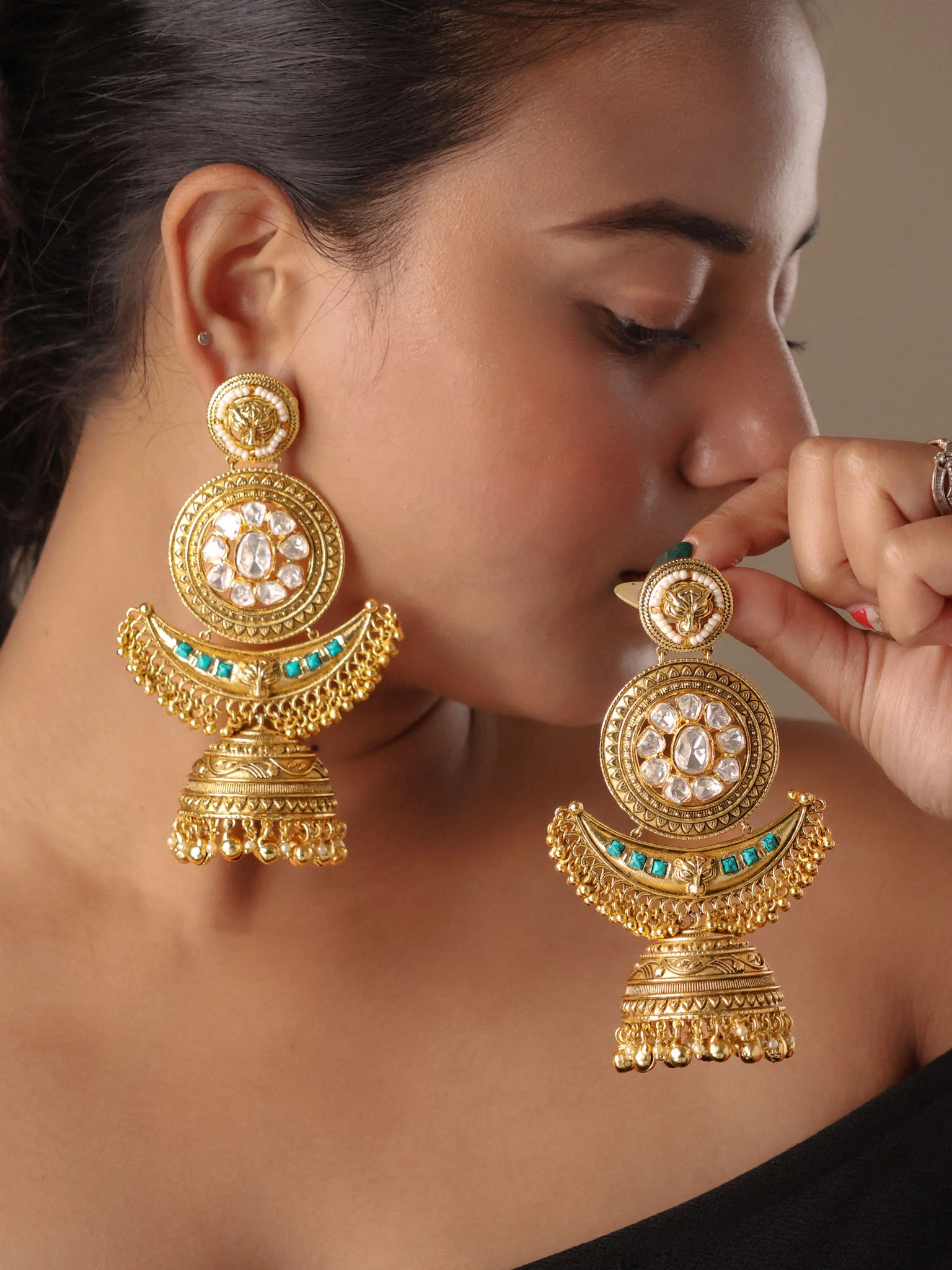Royal Kundan Jhumka Earrings