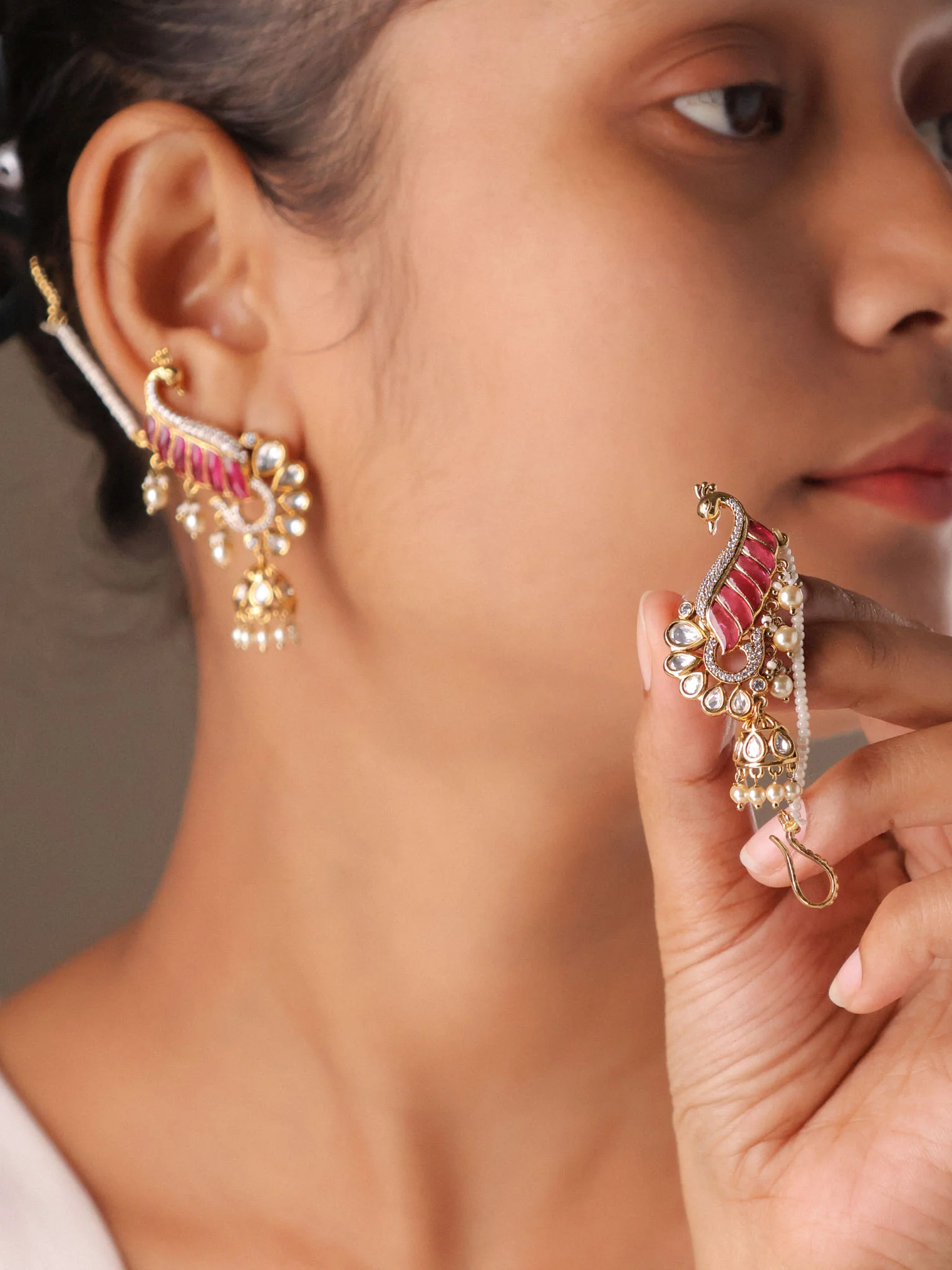 Royal Statement EarCuff with Jhumka - Image 3