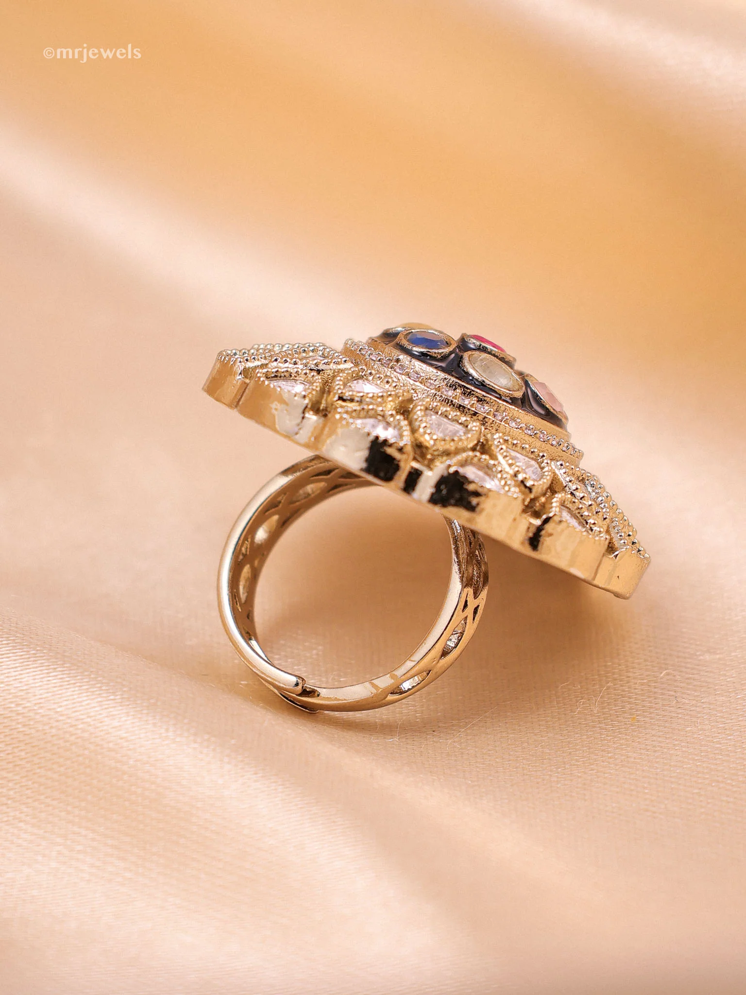 Royal Navratna Lotus Ring - Image 3