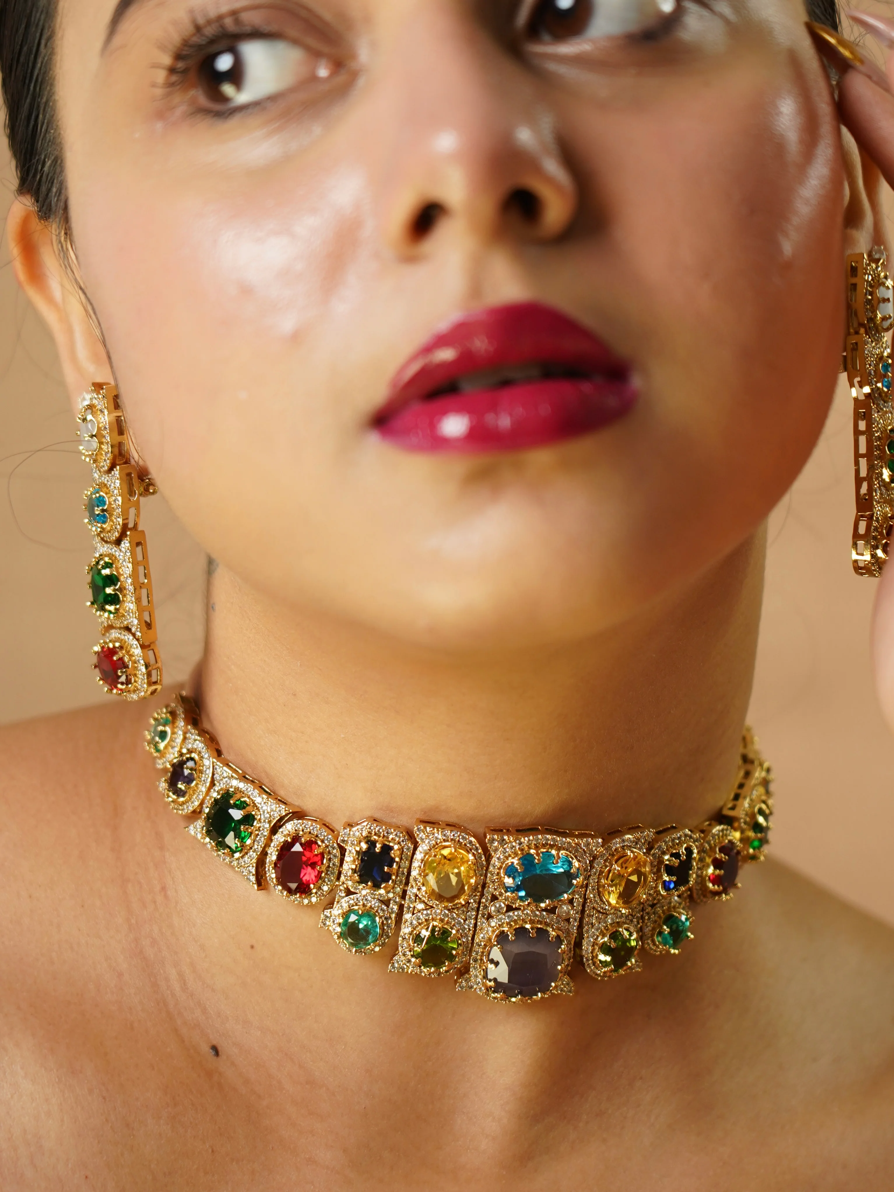 Royal Navratna Luxe Choker Set - Image 3