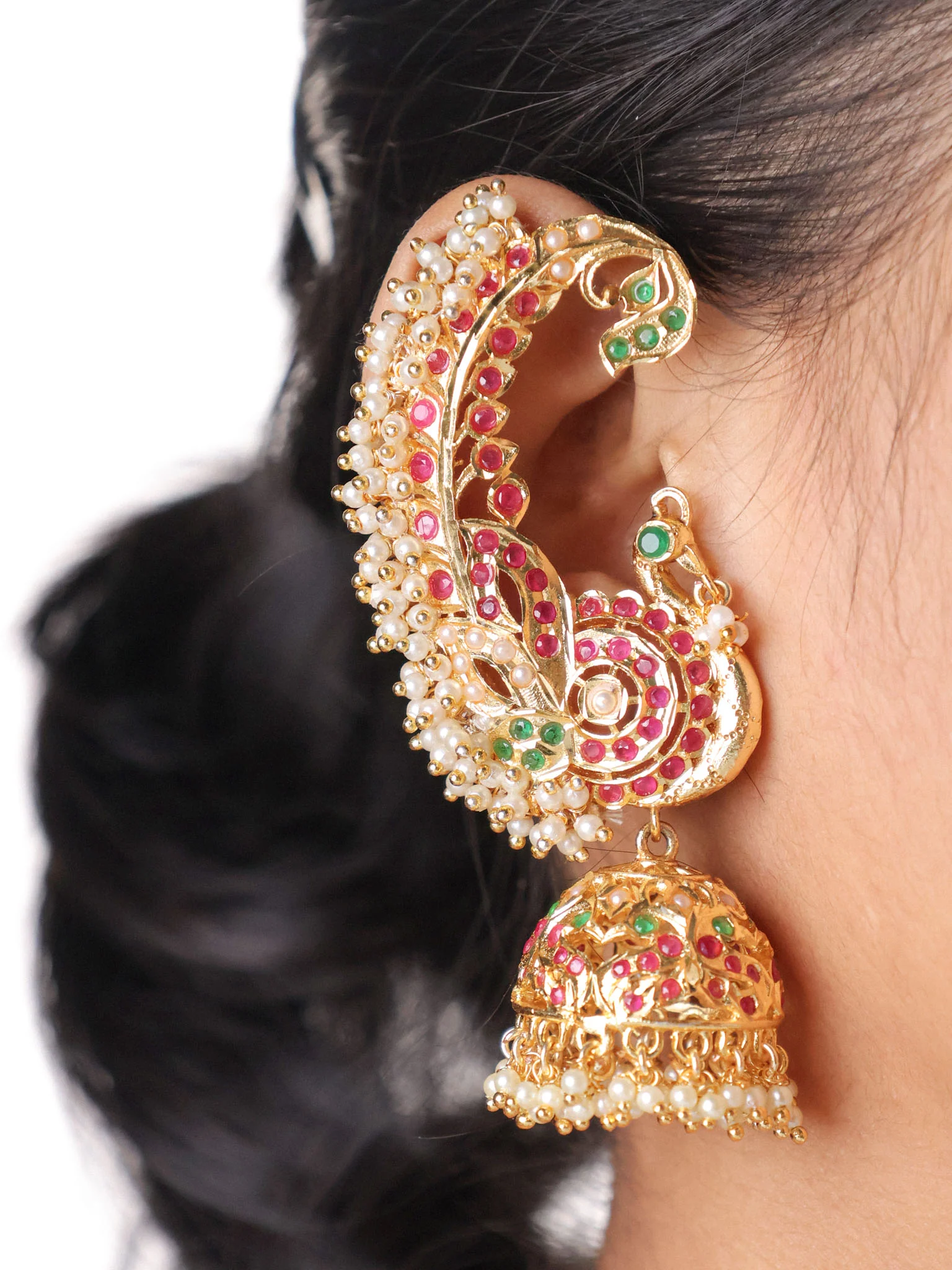 Royal Peacock Jhumki Ear Cuff