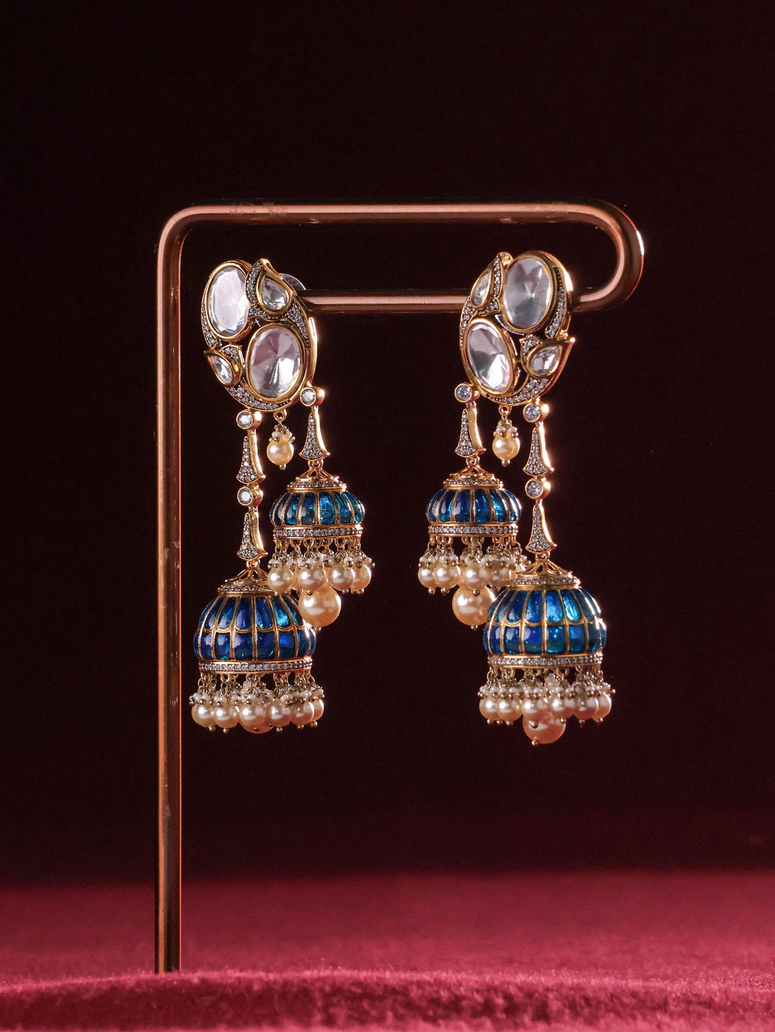 Royal Polki Double Jhumka - Image 3
