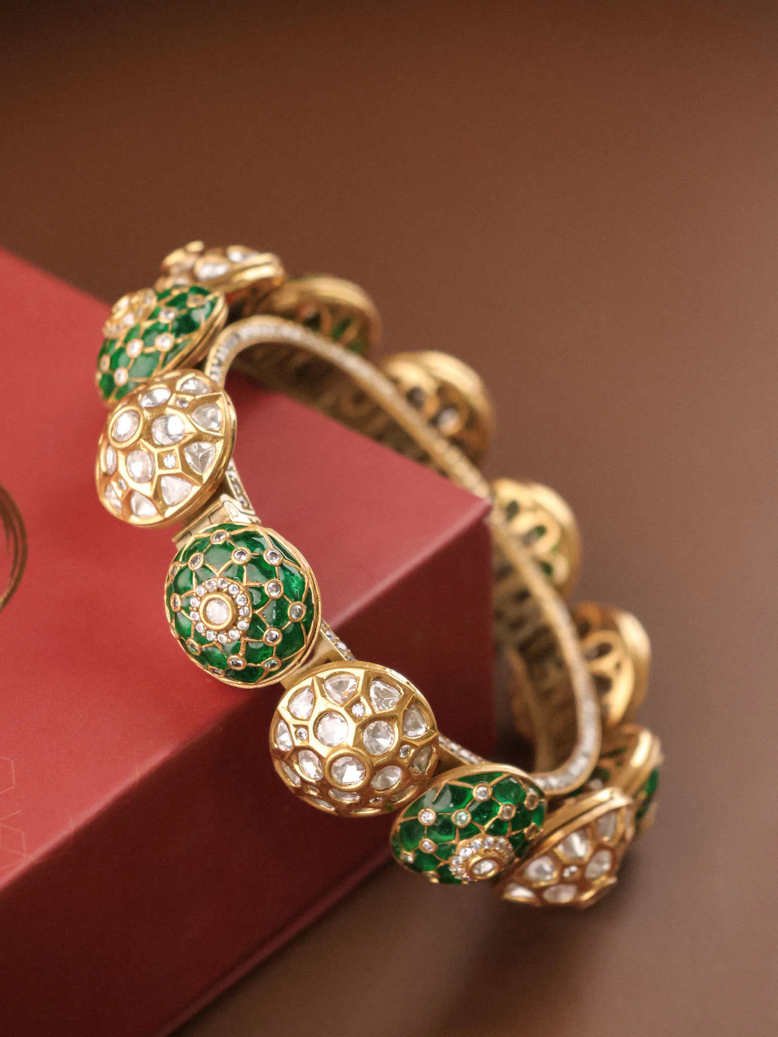 Royal Polki Meenakari Pacheli Kada  Openable - Image 2