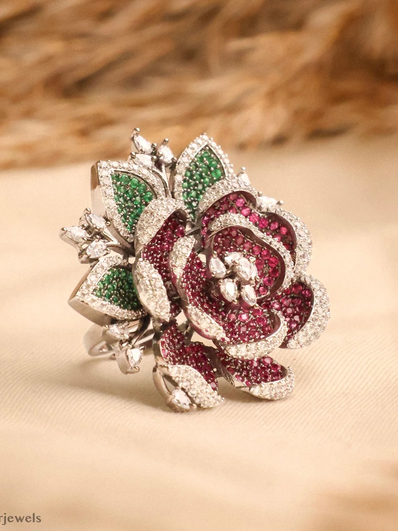 Ruby Designer Cocktail Ring- Adjustable Size