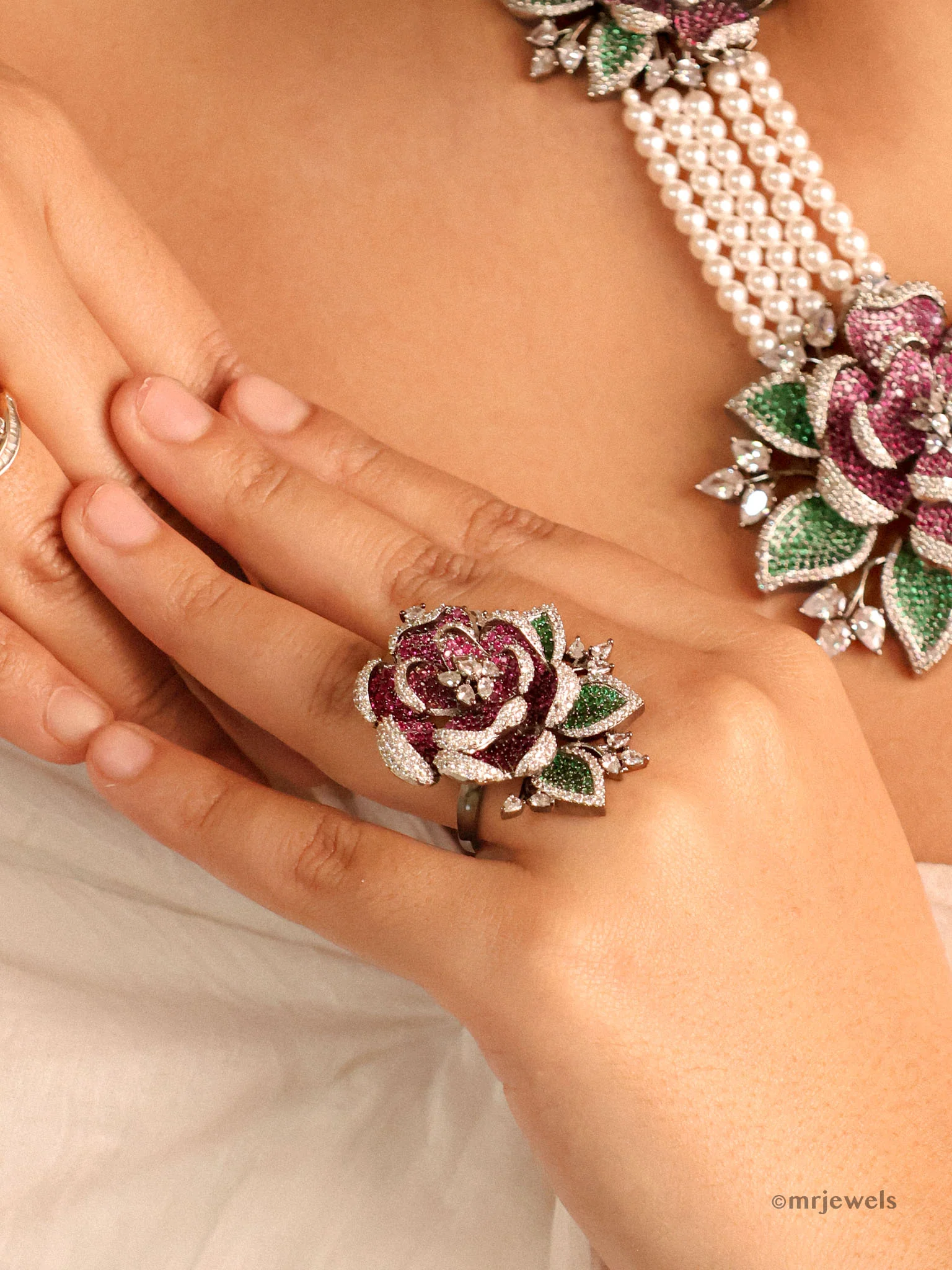 Ruby Designer Cocktail Ring- Adjustable Size - Image 2