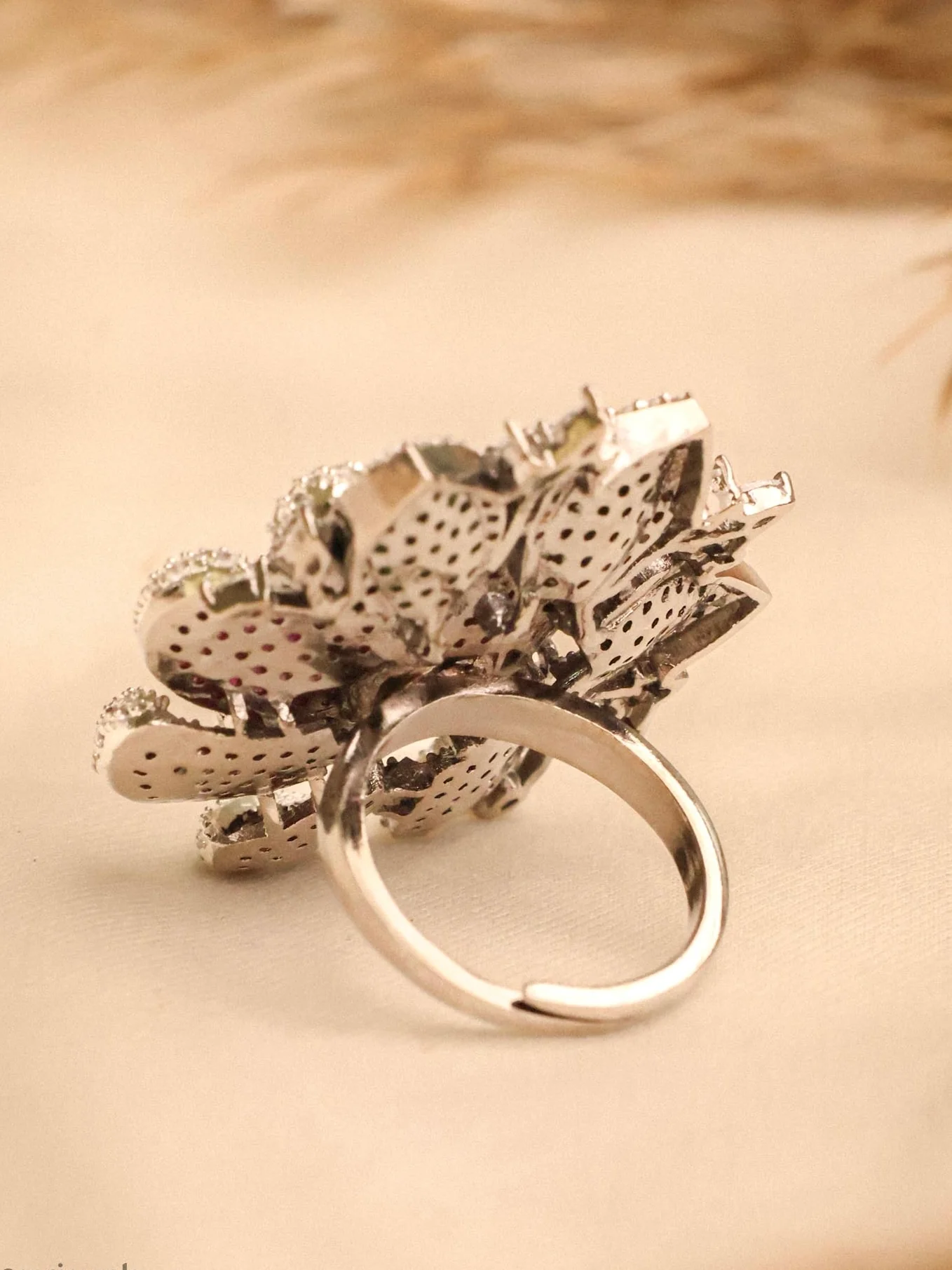 Ruby Designer Cocktail Ring- Adjustable Size - Image 4