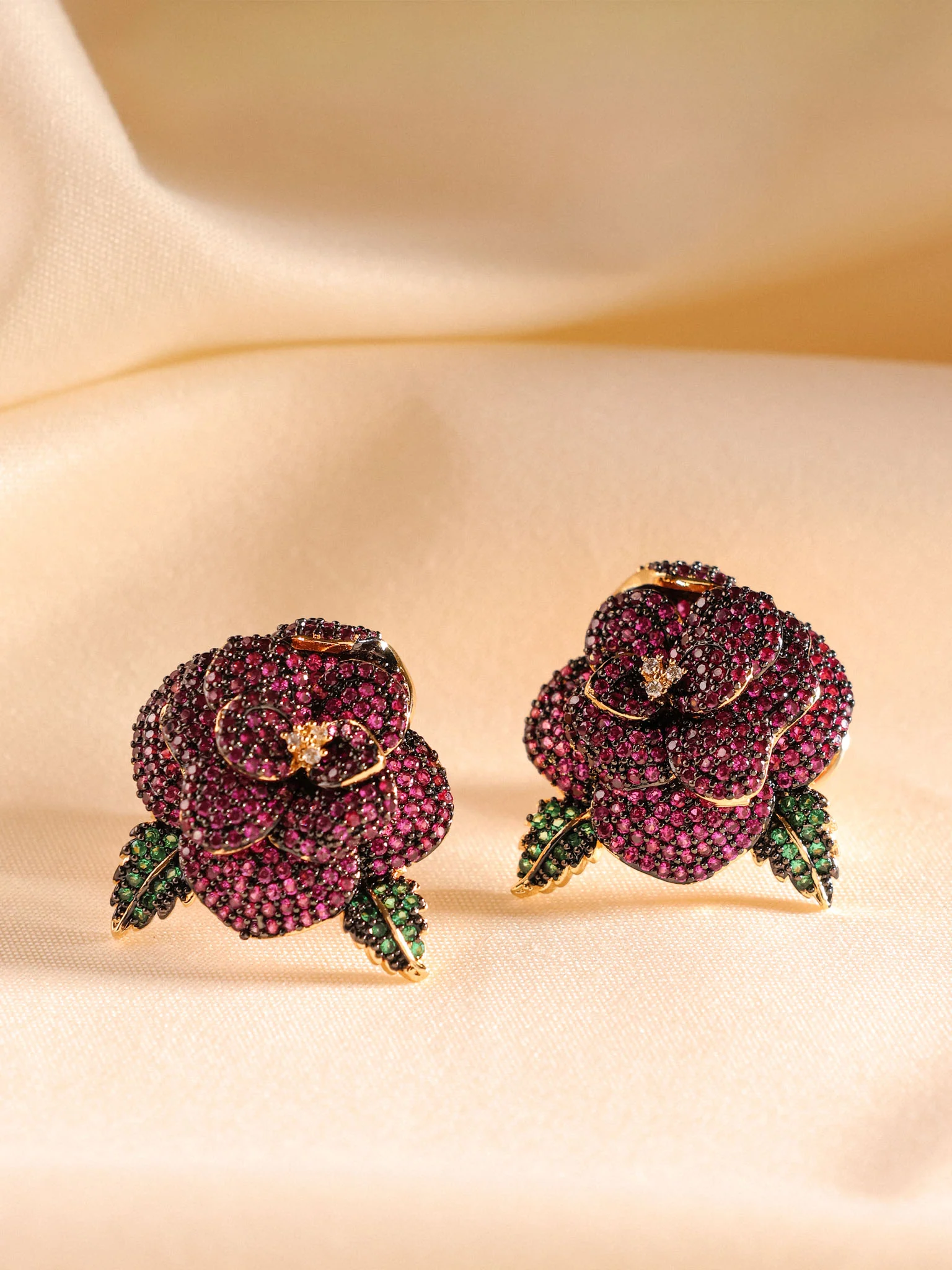 Ruby Floral Stud Earrings
