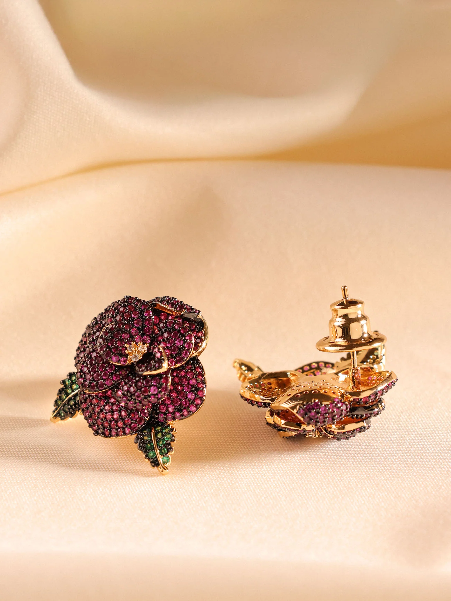 Ruby Floral Stud Earrings - Image 2