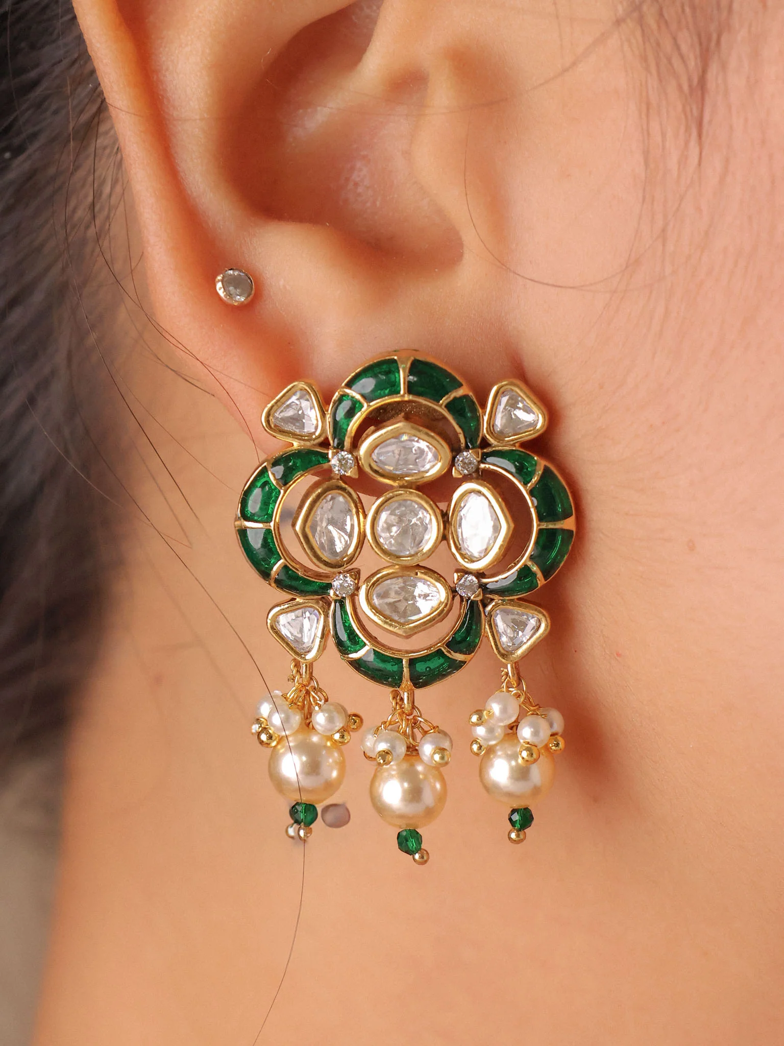 Ruby Emerald Kundan Pearl Choker Set - Image 6
