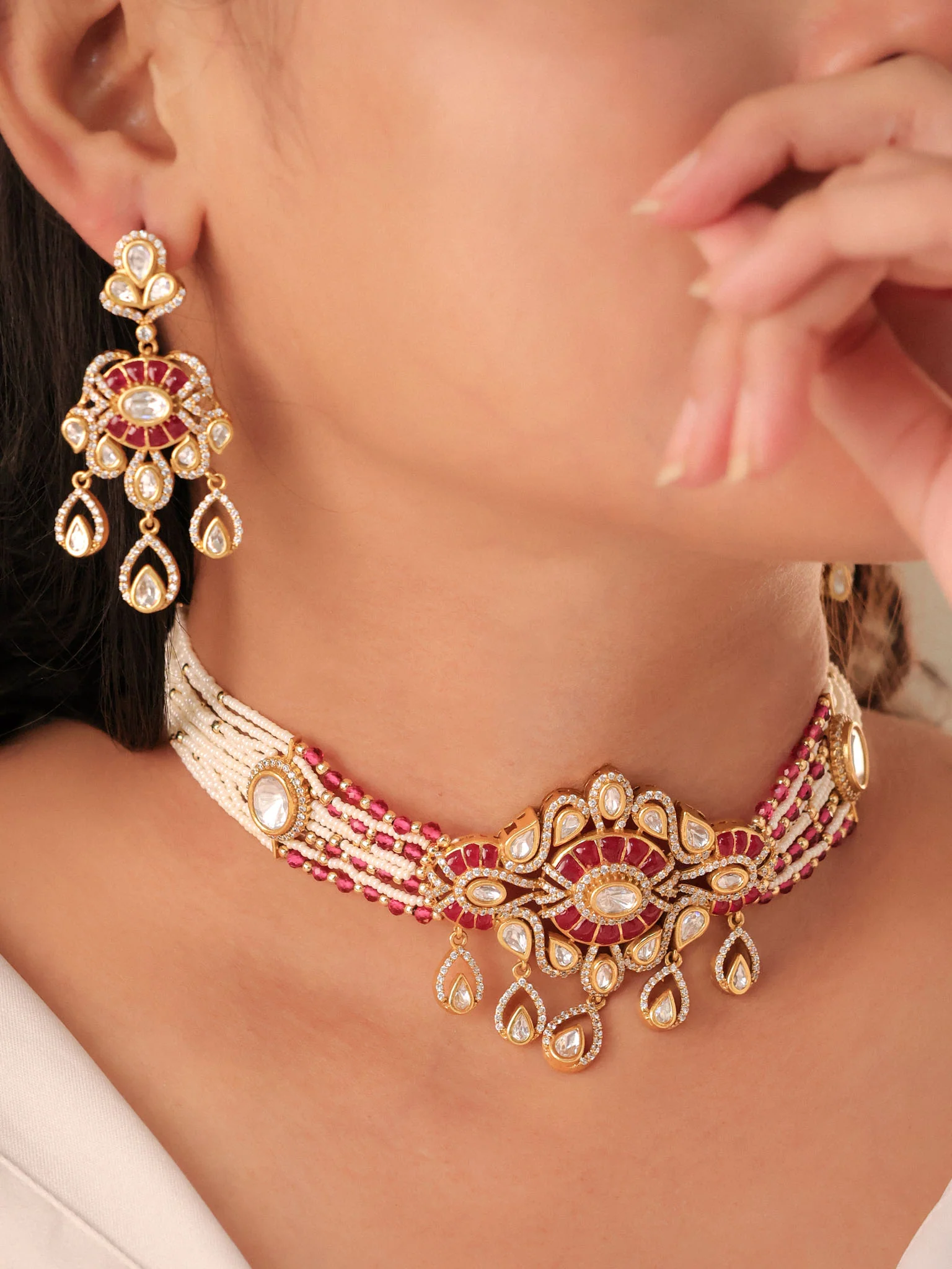 Ruby Polki Choker Set