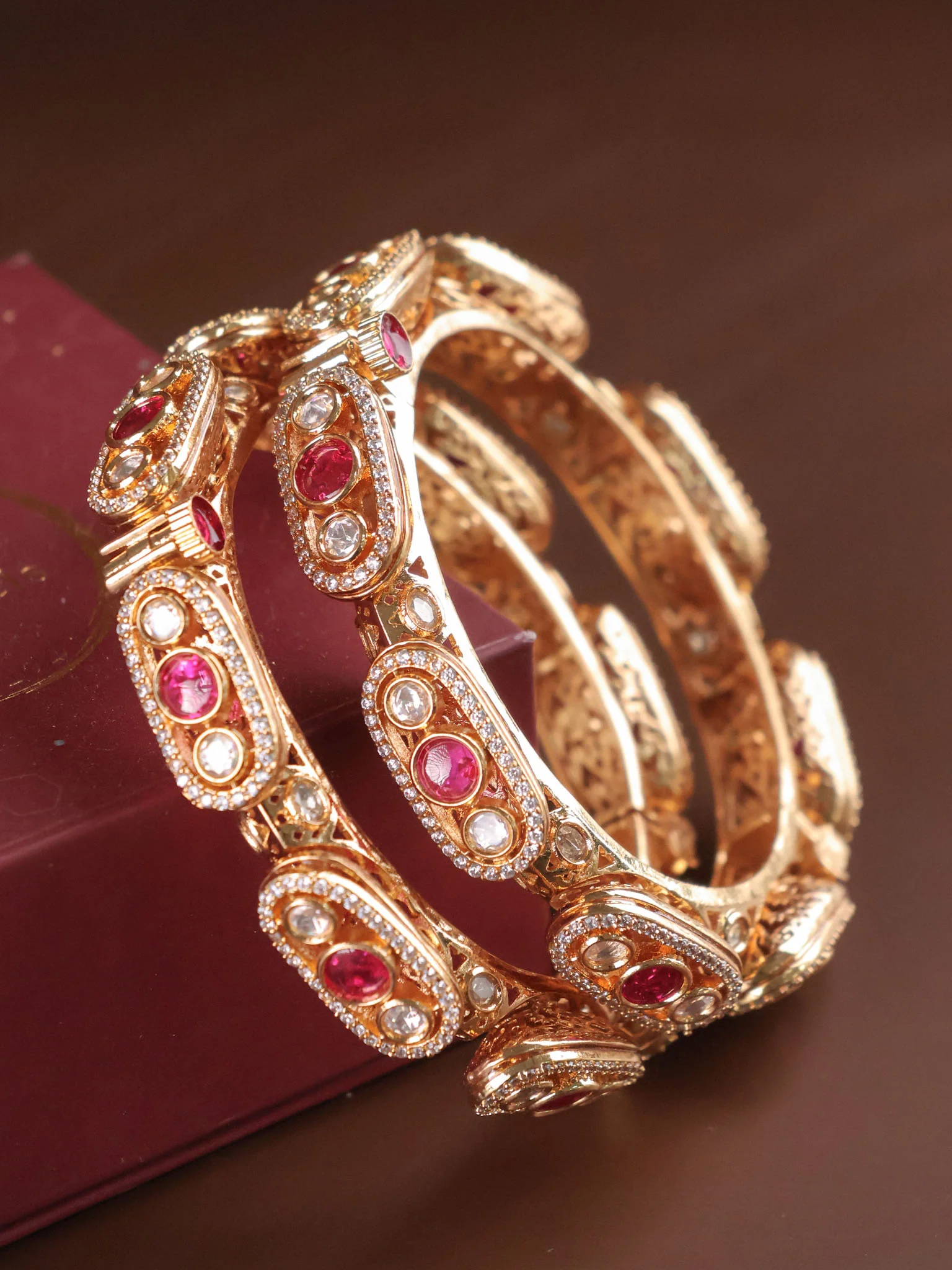 Ruby Polki Regal Bangle  Pair of 2 Openable