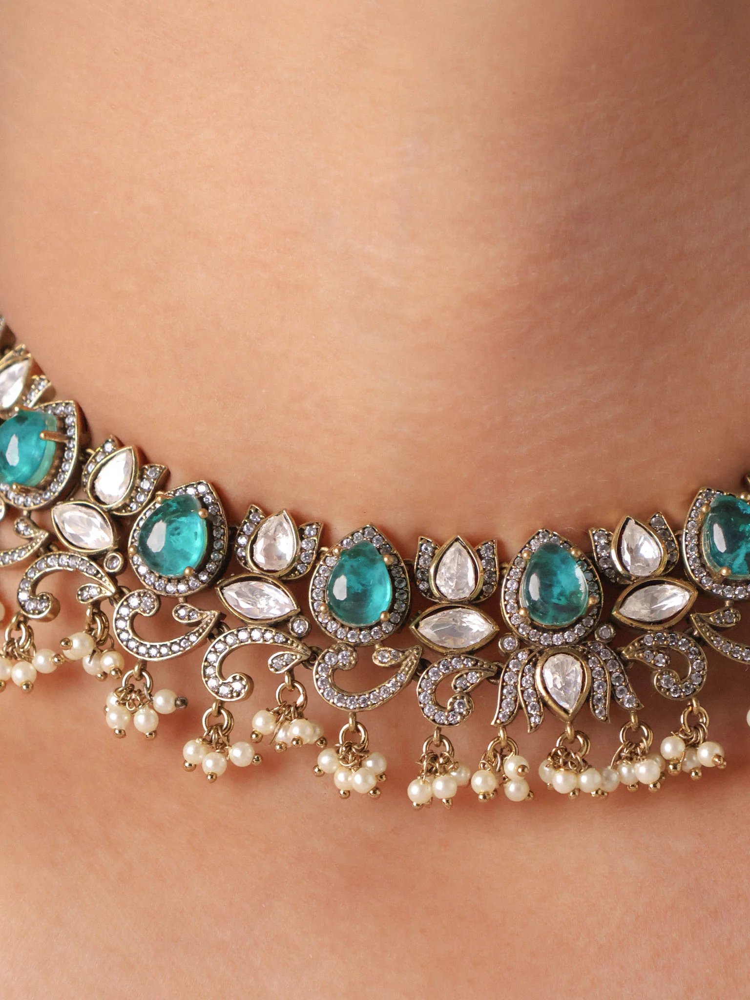 Rajwada Polki Choker Set - Image 11