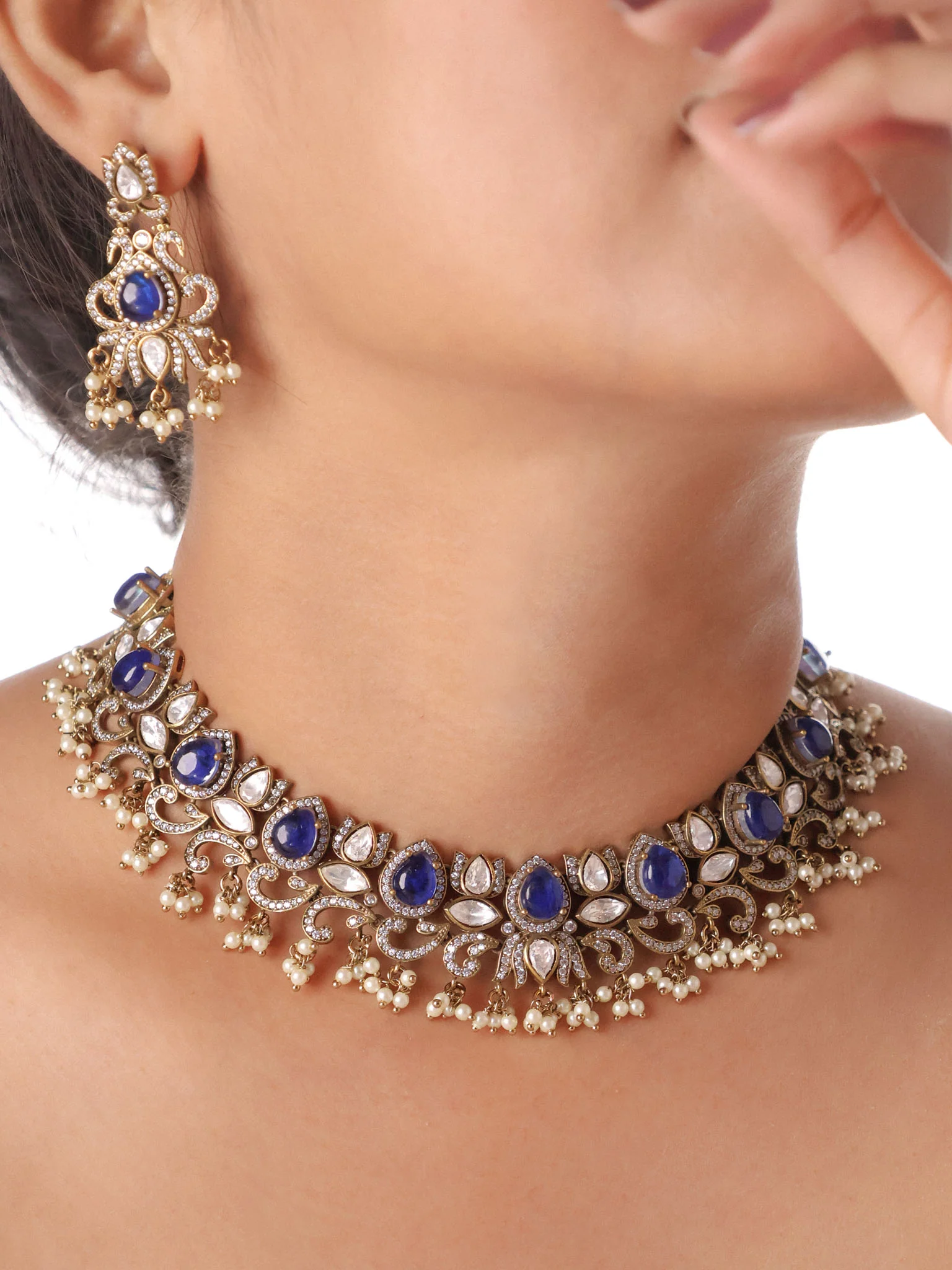 Rajwada Polki Choker Set - Image 5
