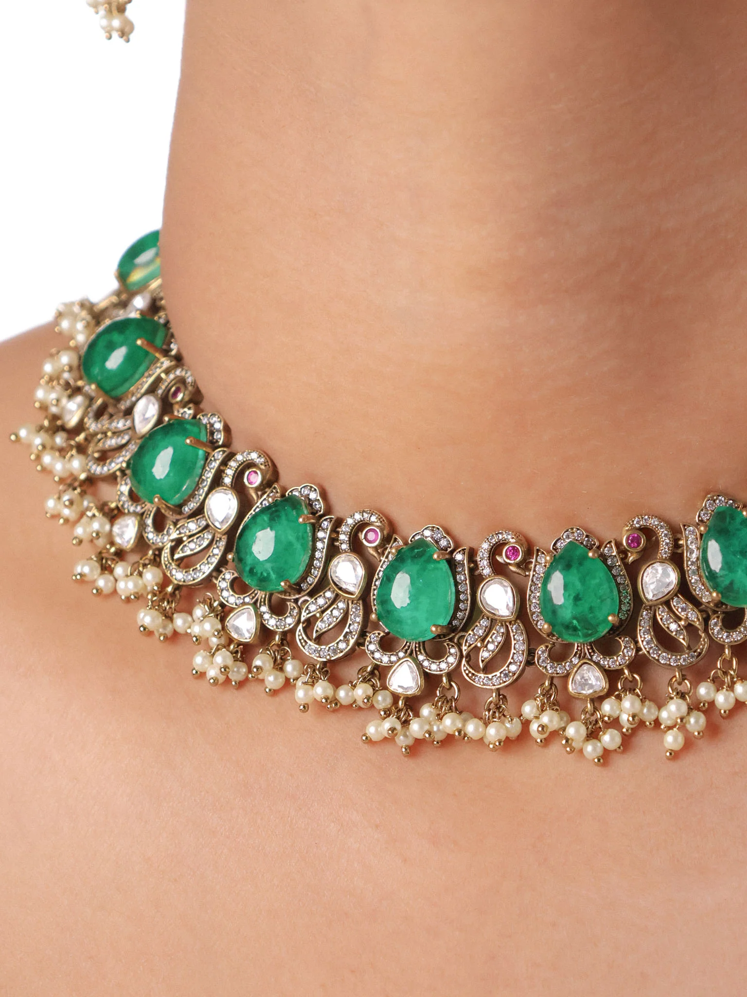 Rajwada Polki Choker Set - Image 8