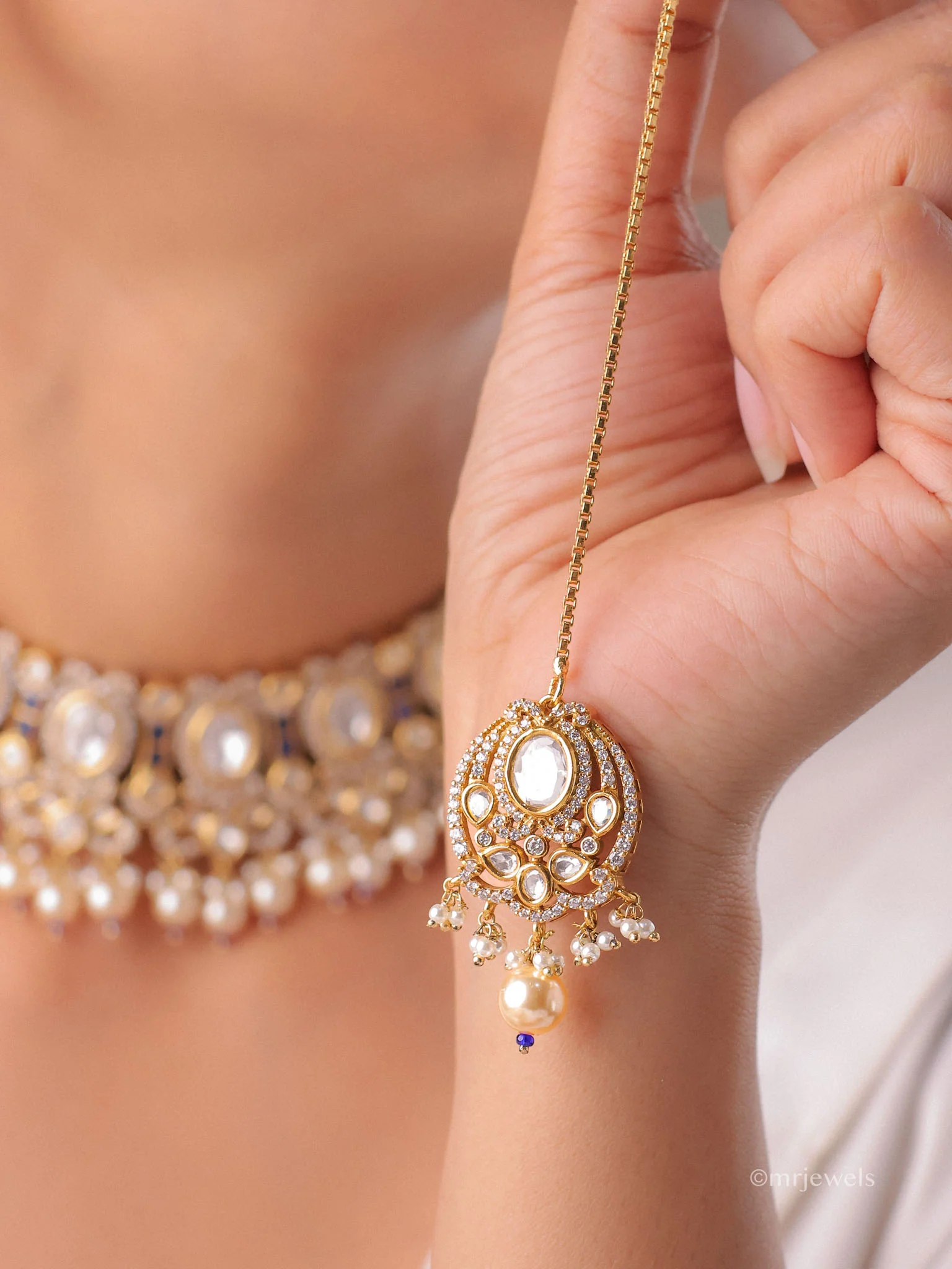 Ruhani Pearl Bridal Choker Set - Image 10