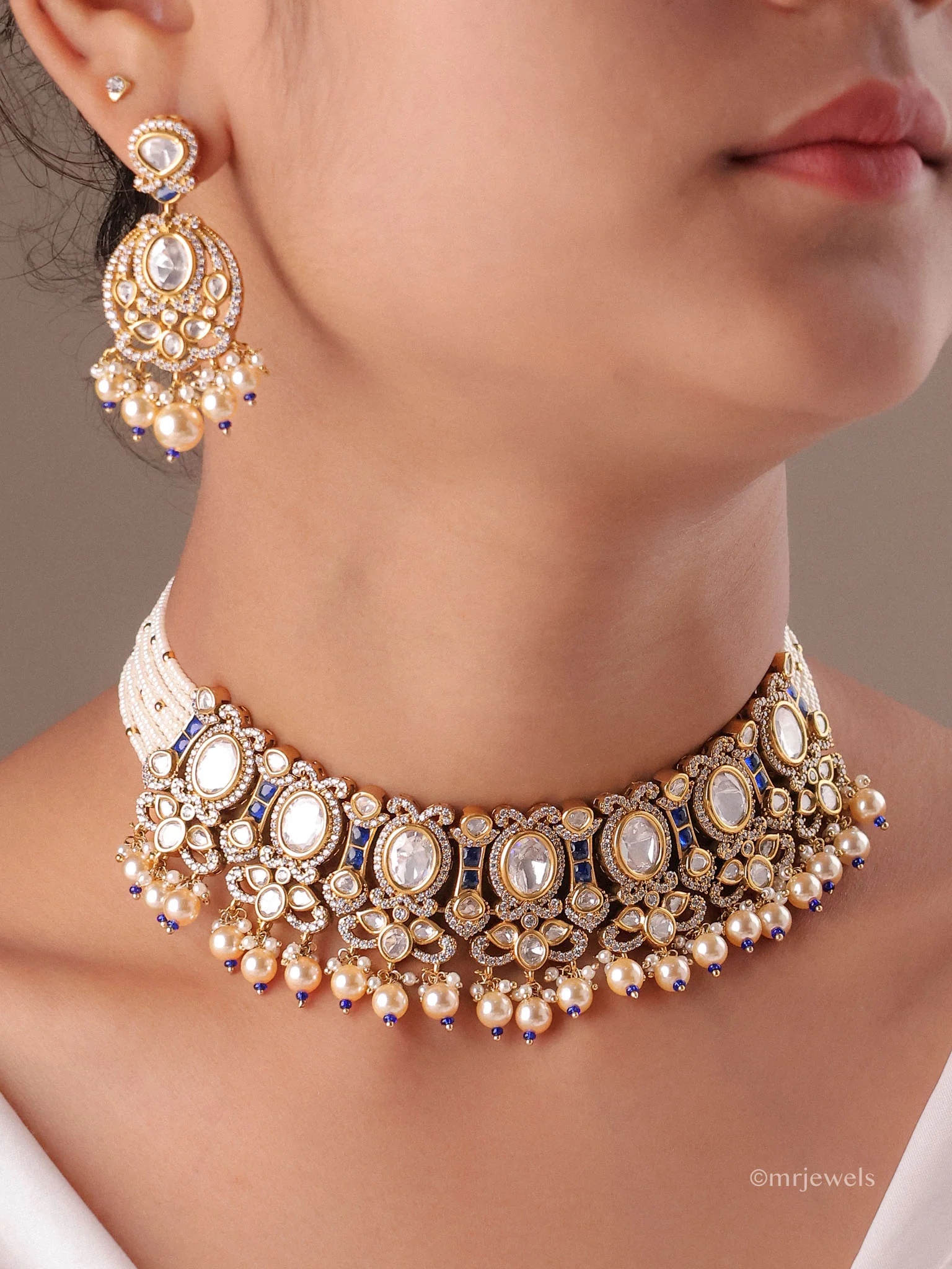 Ruhani Pearl Bridal Choker Set - Image 6
