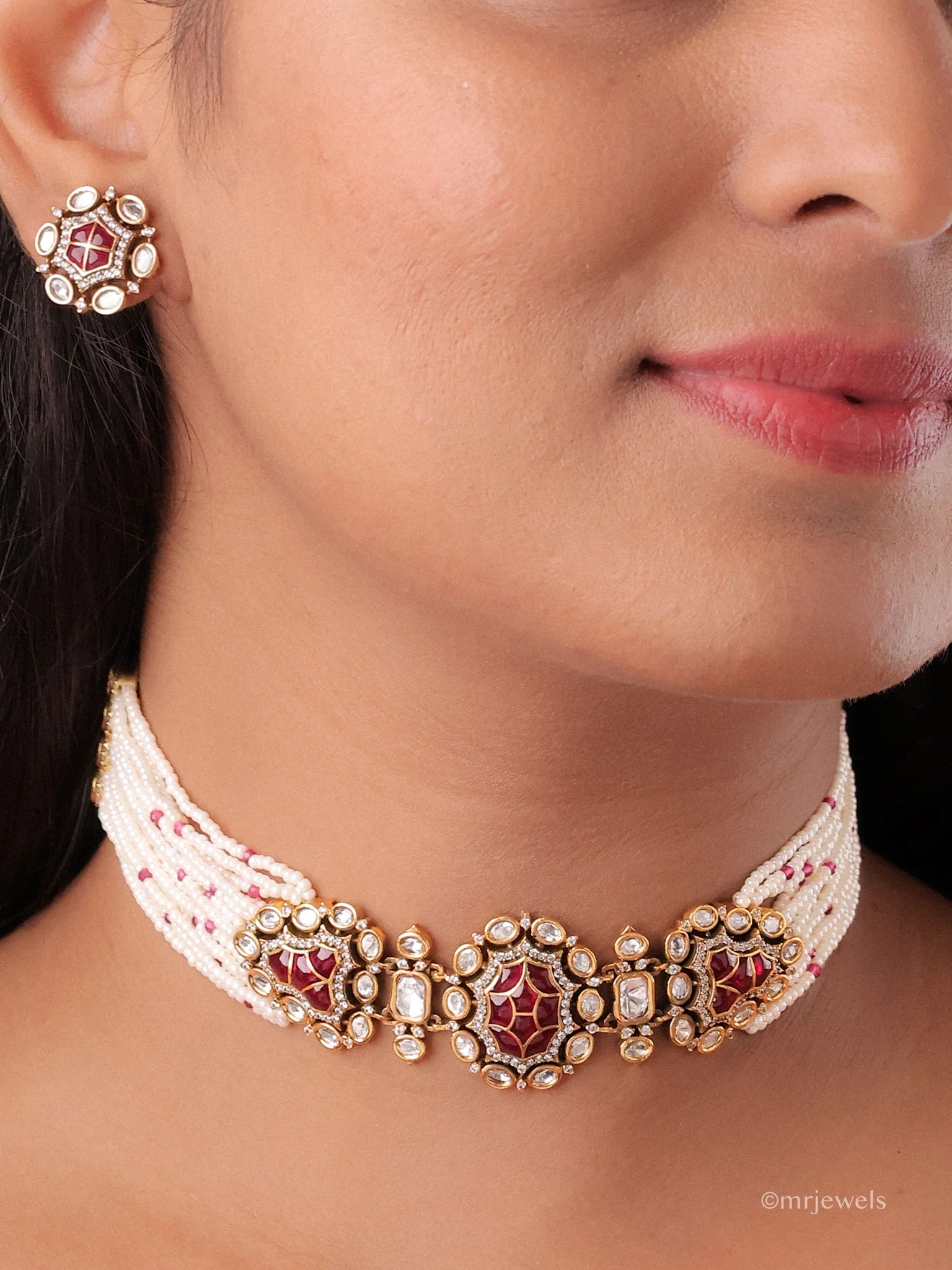 Ruhira Heritage Pearl Choker Set - Image 4