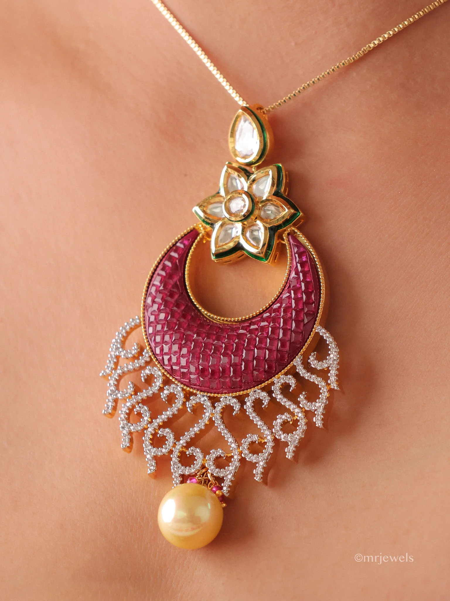 Ruvaya Ruby Meenakari Pendant Set - Image 2