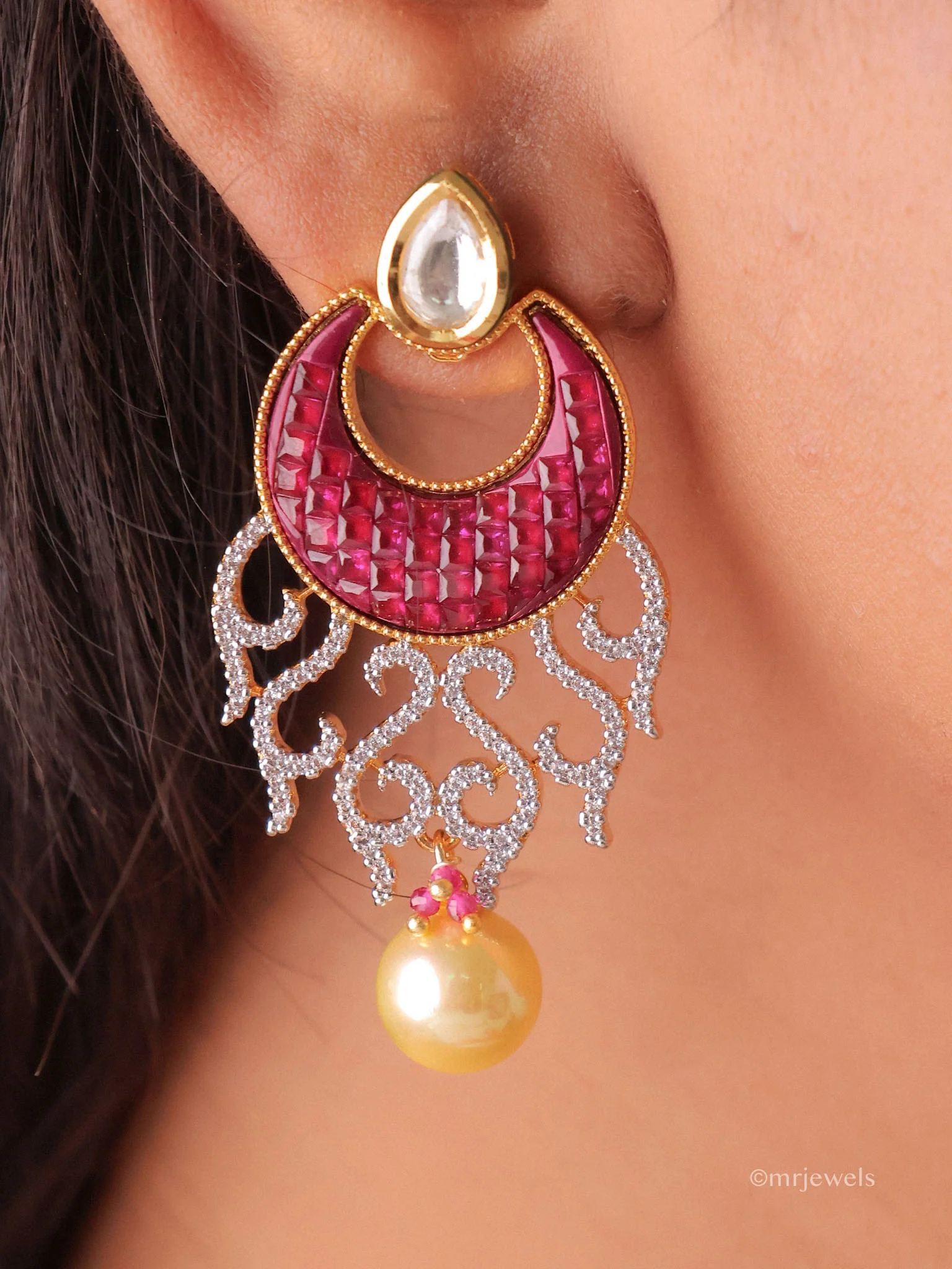 Ruvaya Ruby Meenakari Pendant Set - Image 3