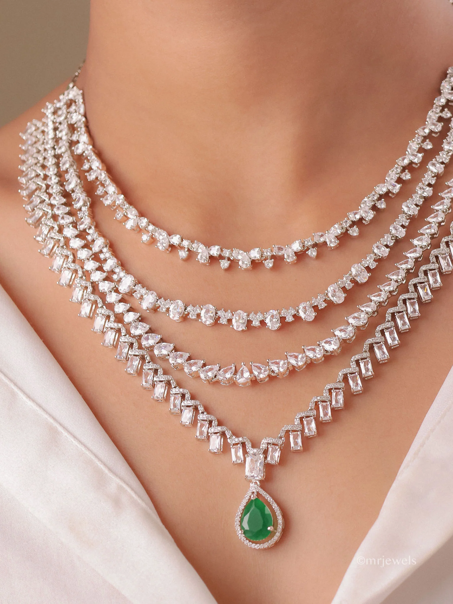Saanvi Emerald  Layered Necklace Set - Image 2