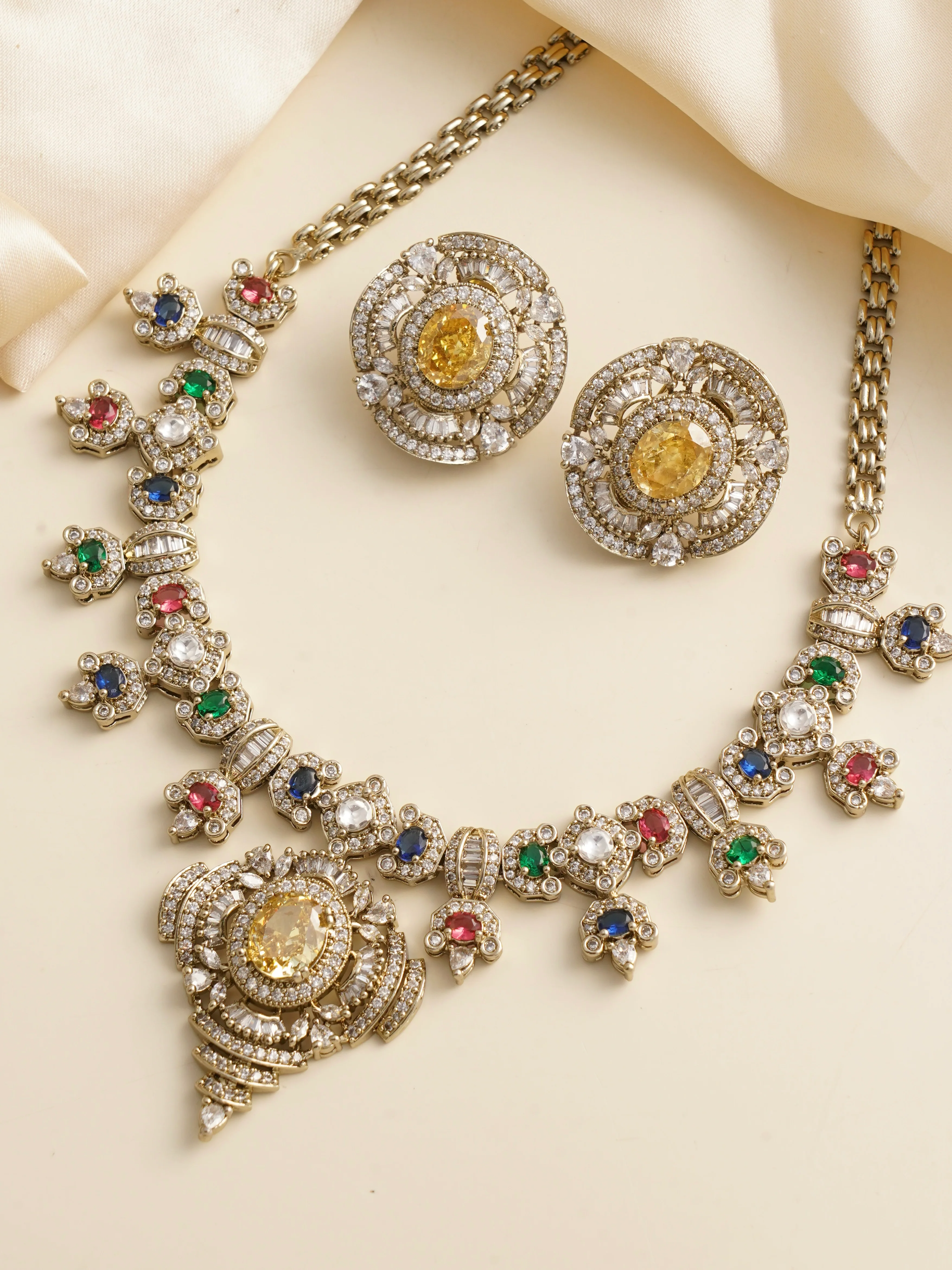 Sabya Inspired Gemstone Necklace Set