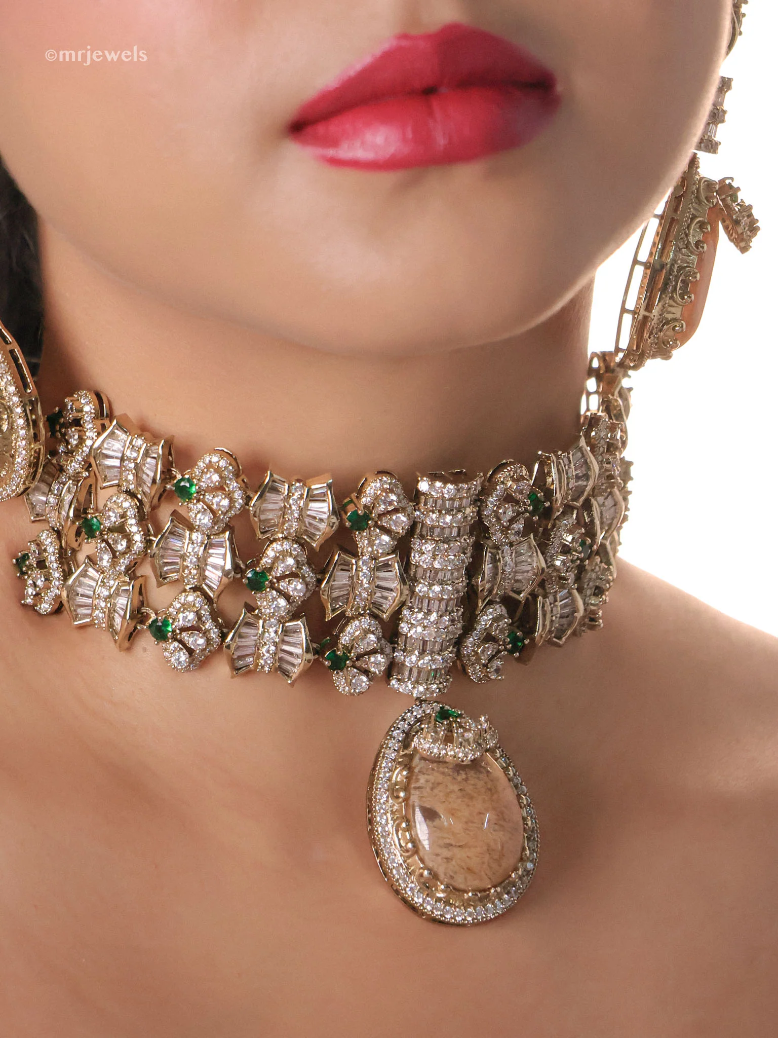 Sabya Inspired Maharani Aura Cabochon Choker Set - Image 2