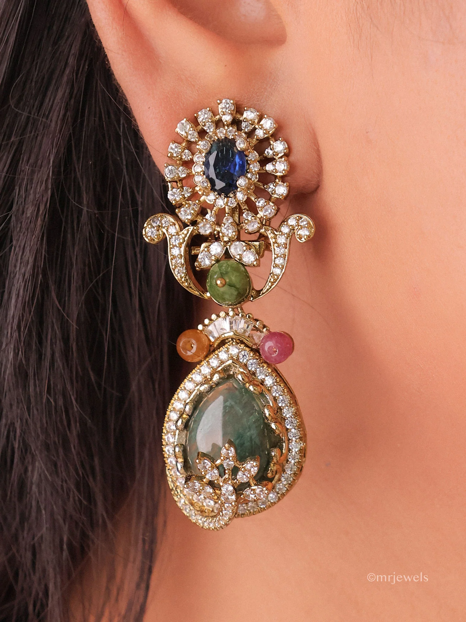 Sabya Inspired:Royal Rhapsody Cabochon Polki Necklace Set - Image 3