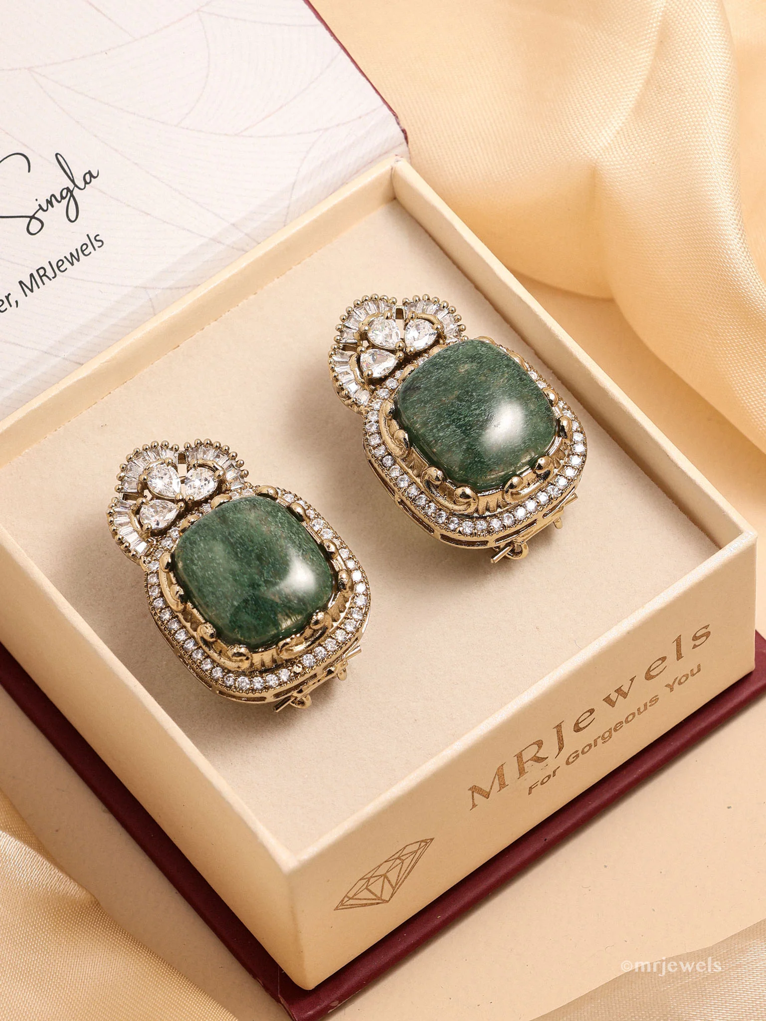 Sabya Stone Emerald Studs