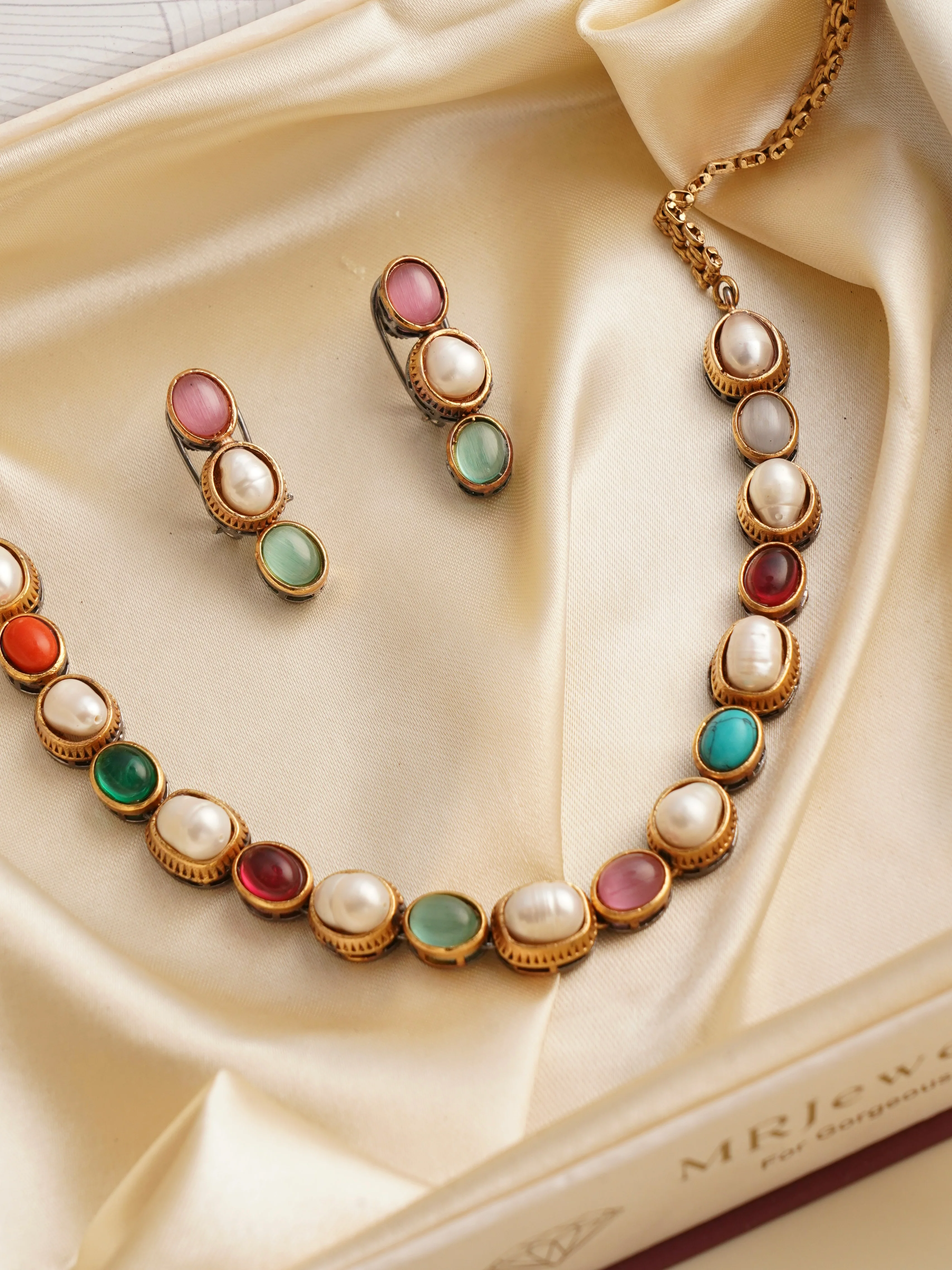 Sabya Inspired Minimal Luxe Gemstone Necklace - Image 4