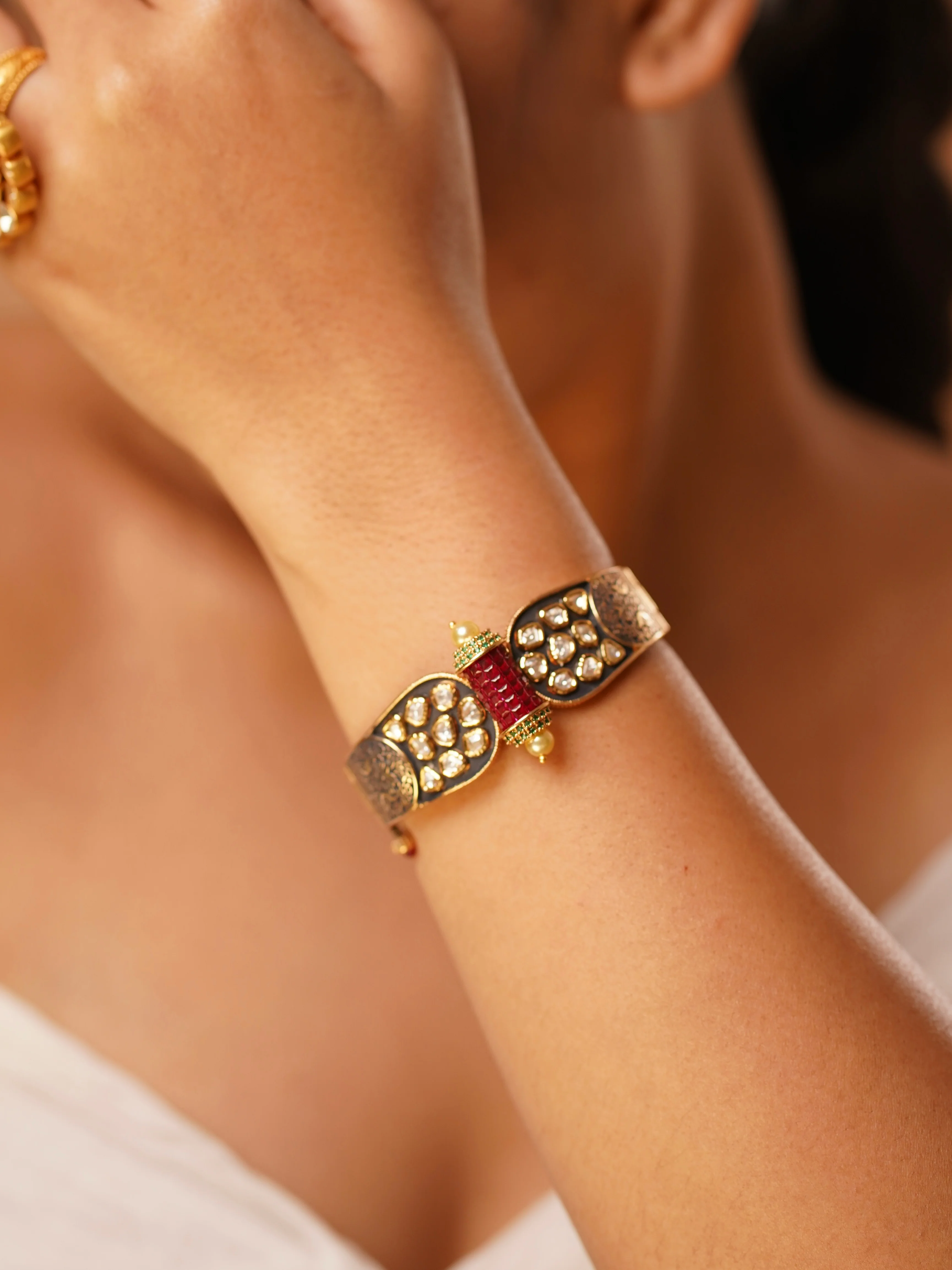 Samaira Designer Ruby Gold Bracelet - Image 2