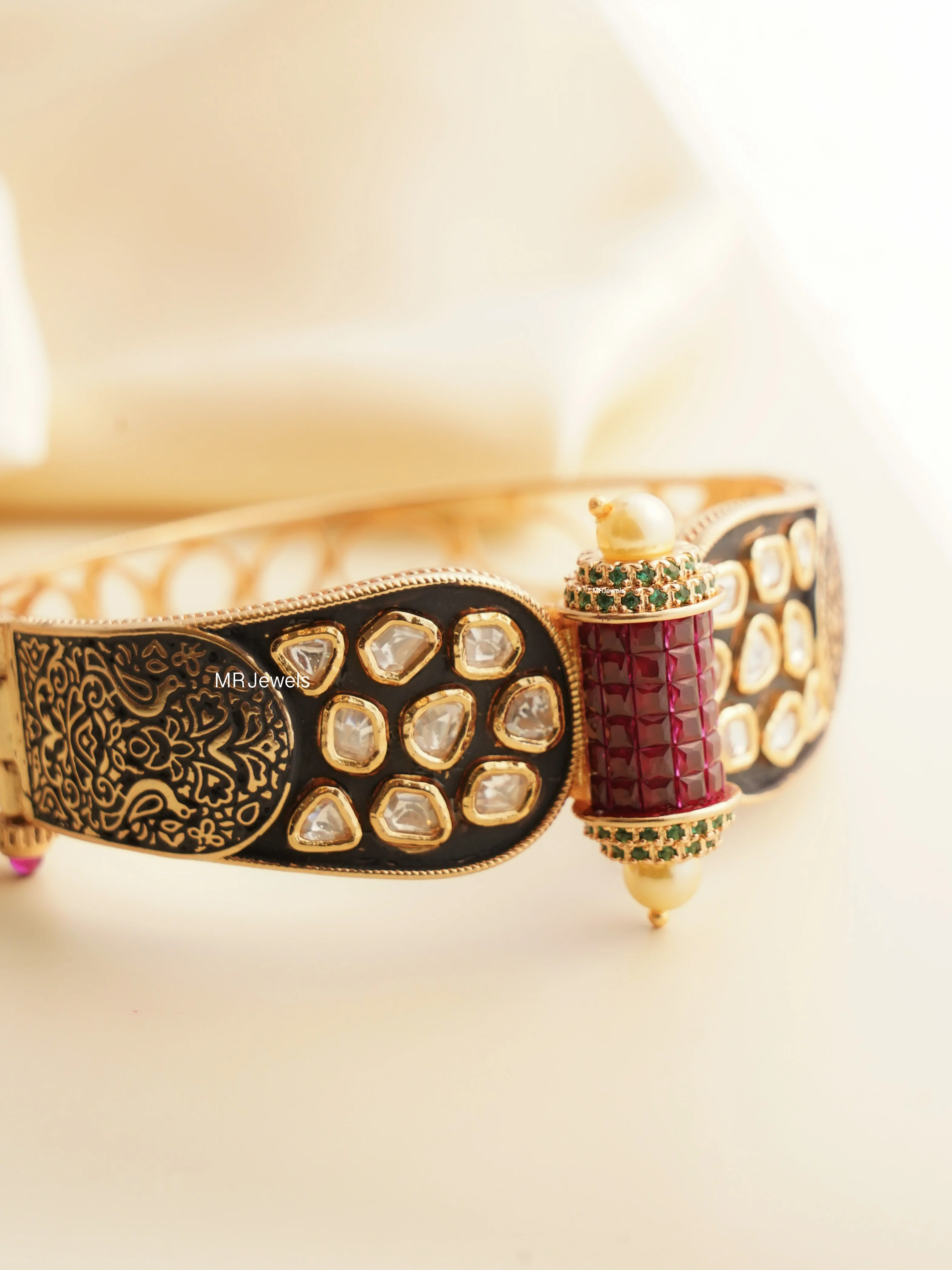 Samaira Designer Ruby Gold Bracelet - Image 3