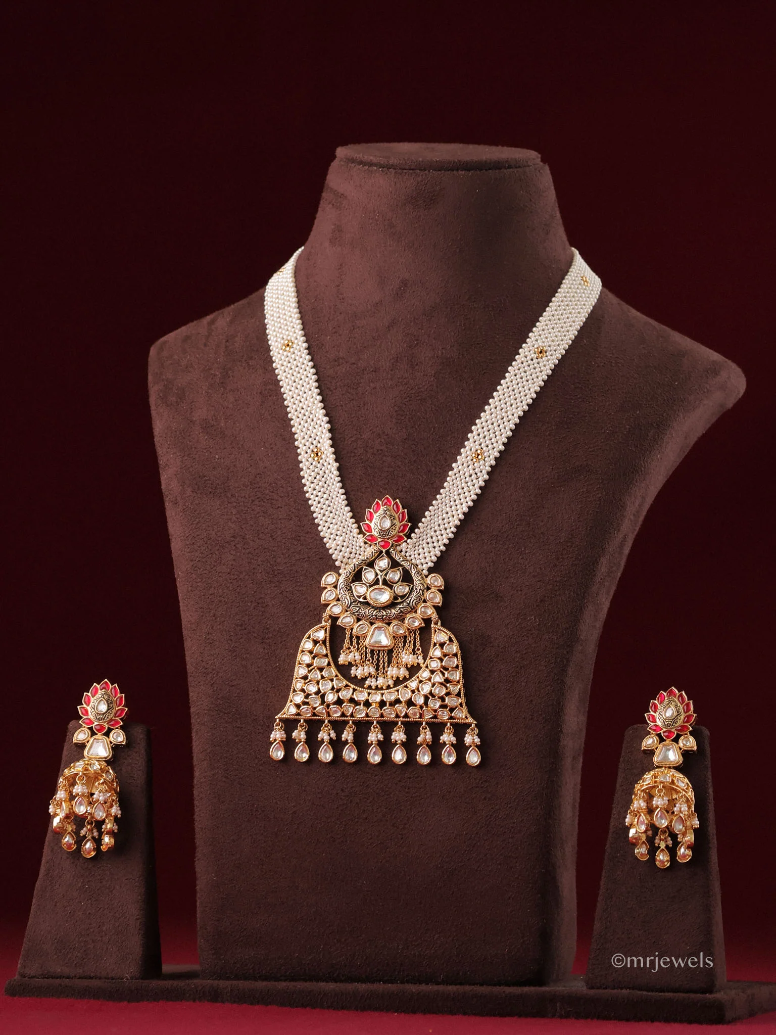 Samaira Polki Pearl Necklace Set