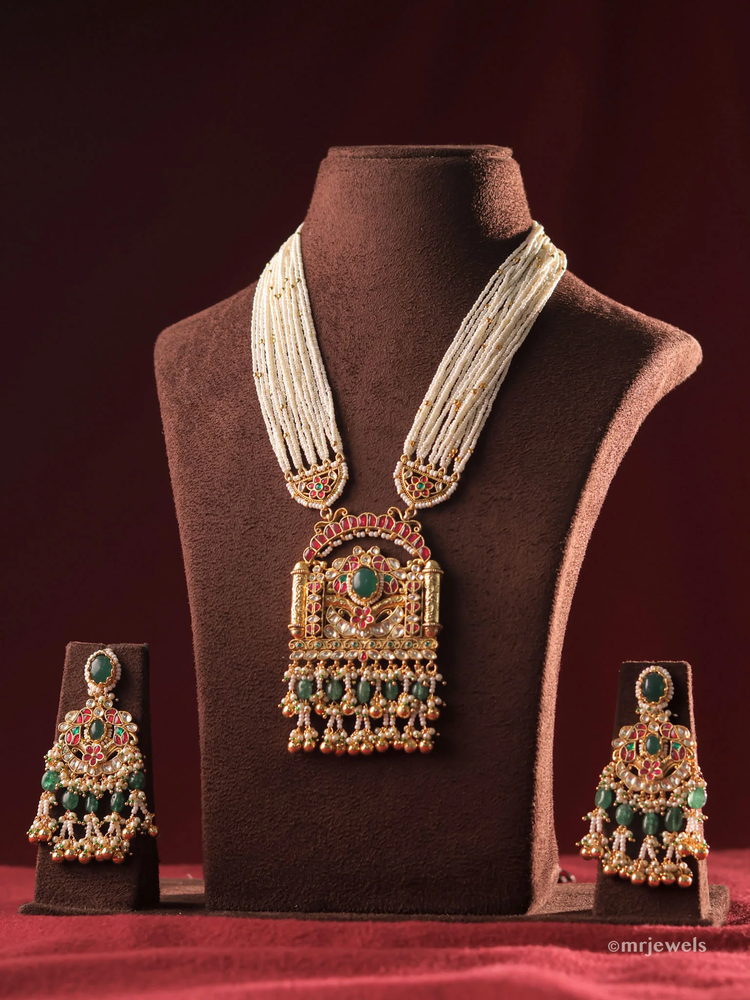 Saya Emerald Kundan Pearl Long Heritage Set
