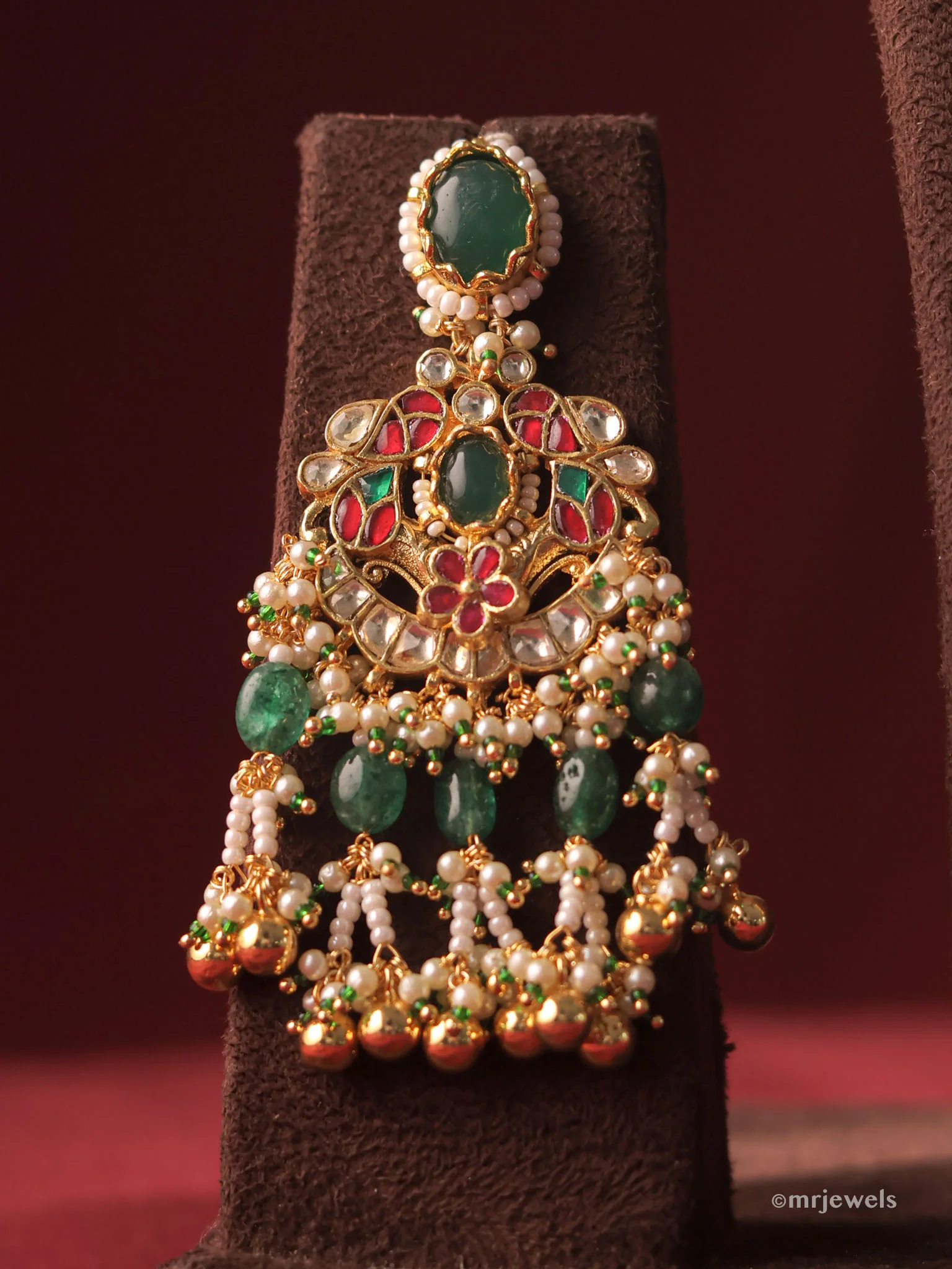 Saya Emerald Kundan Pearl Long Heritage Set - Image 3