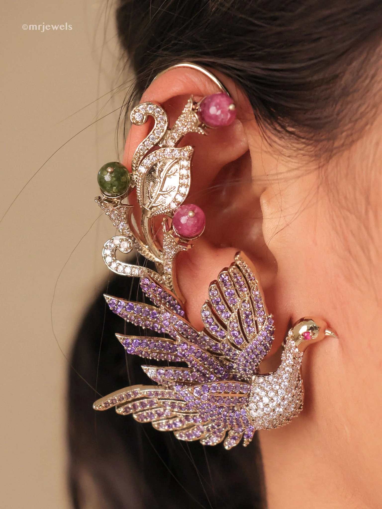 Sculptural Bird-Wing Earcuffs - Image 2