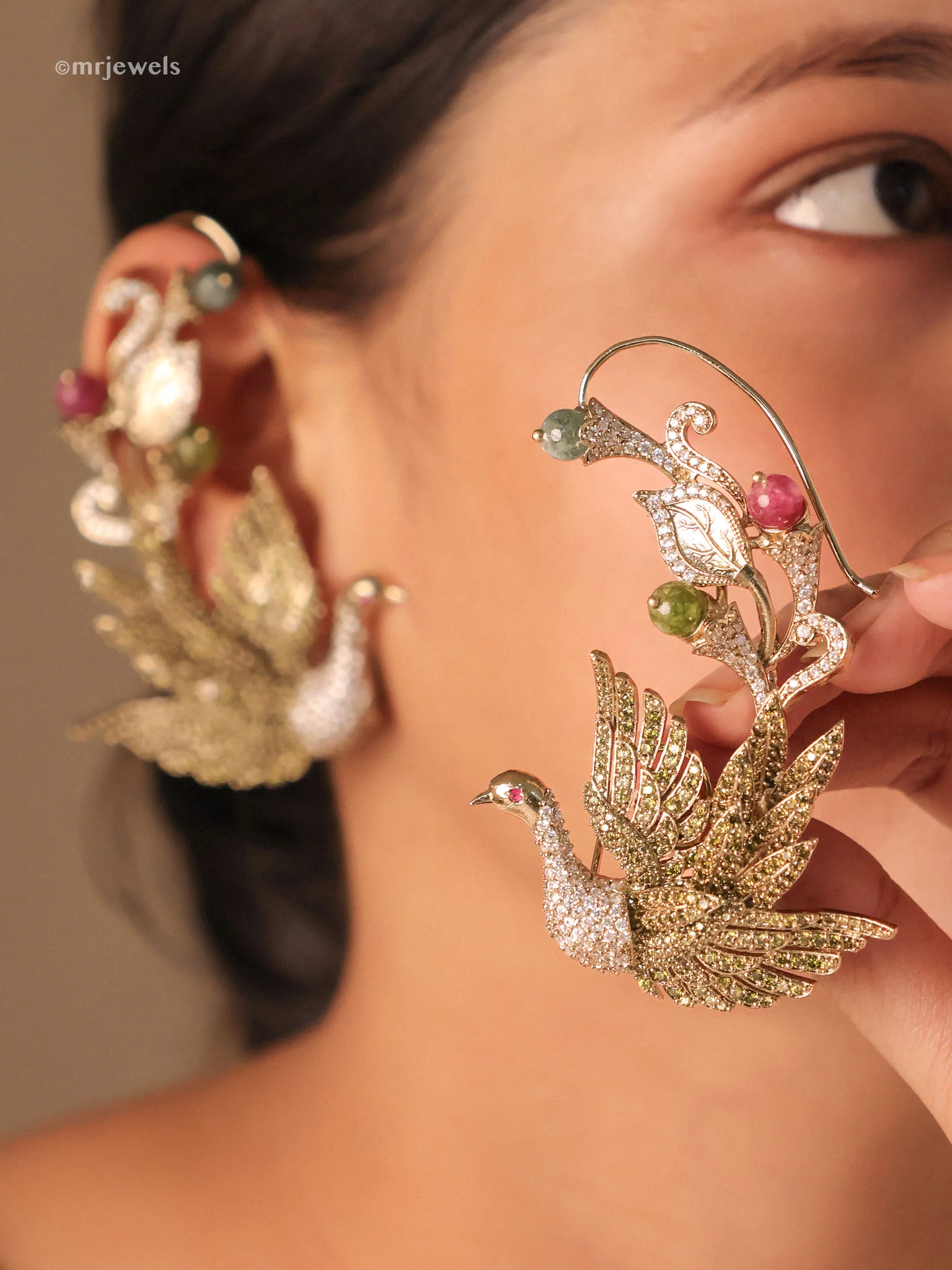 Sculptural Bird-Wing Earcuffs - Image 3