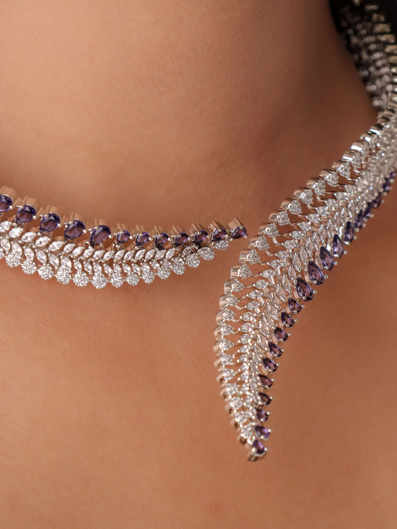 Seraphine CZ Cascade Necklace Set - Image 2