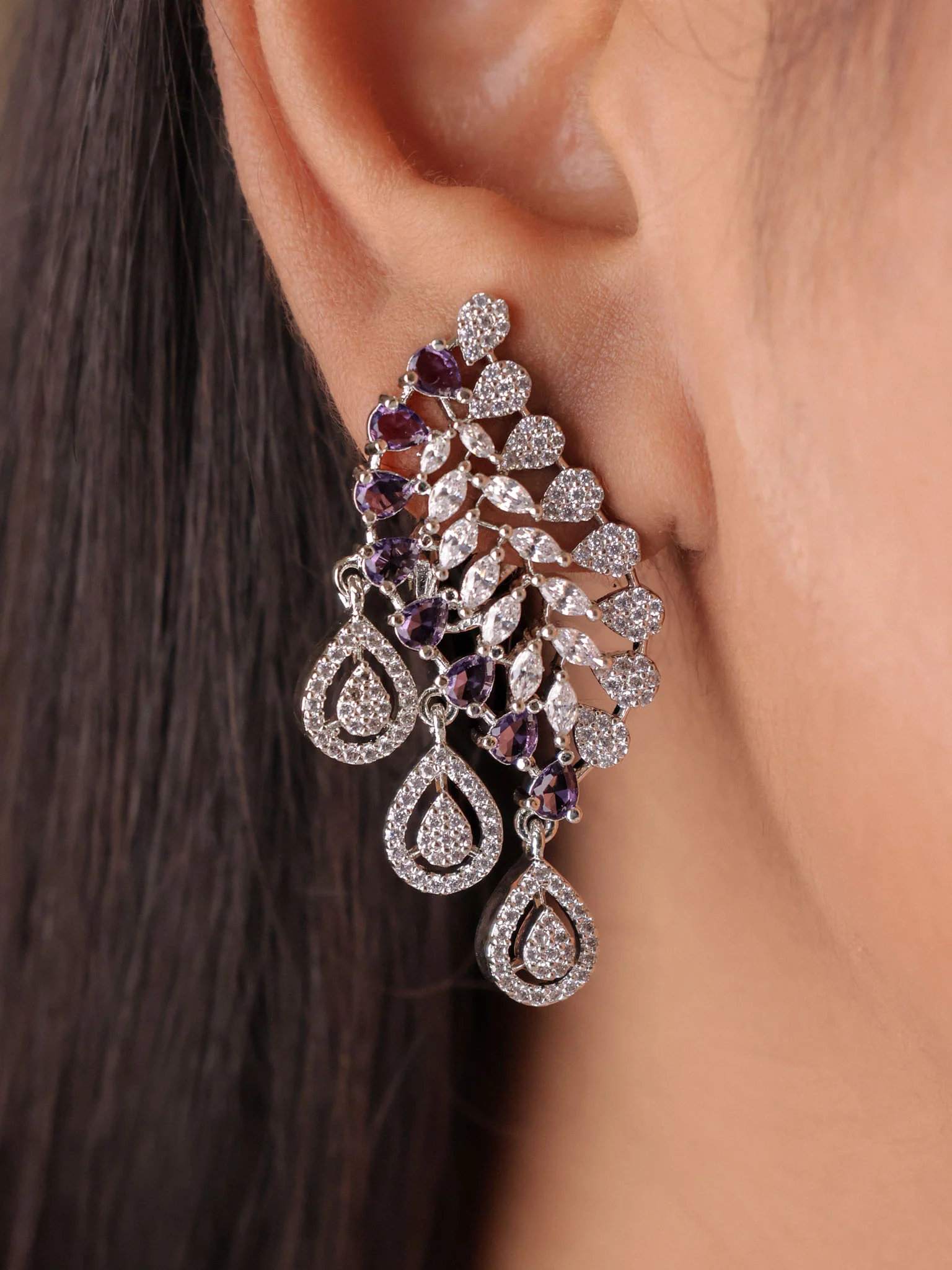 Seraphine CZ Cascade Necklace Set - Image 3