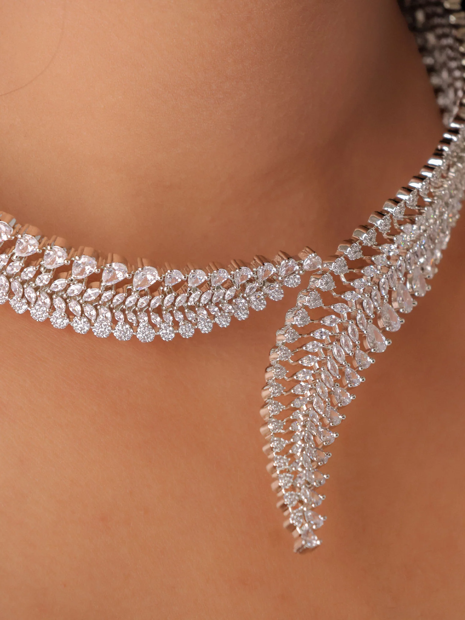 Seraphine CZ Cascade Necklace Set - Image 5