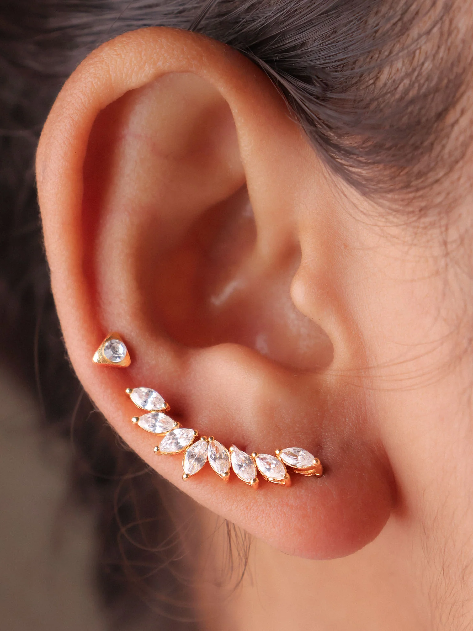 Serena Marquise Ear Climber - Image 2