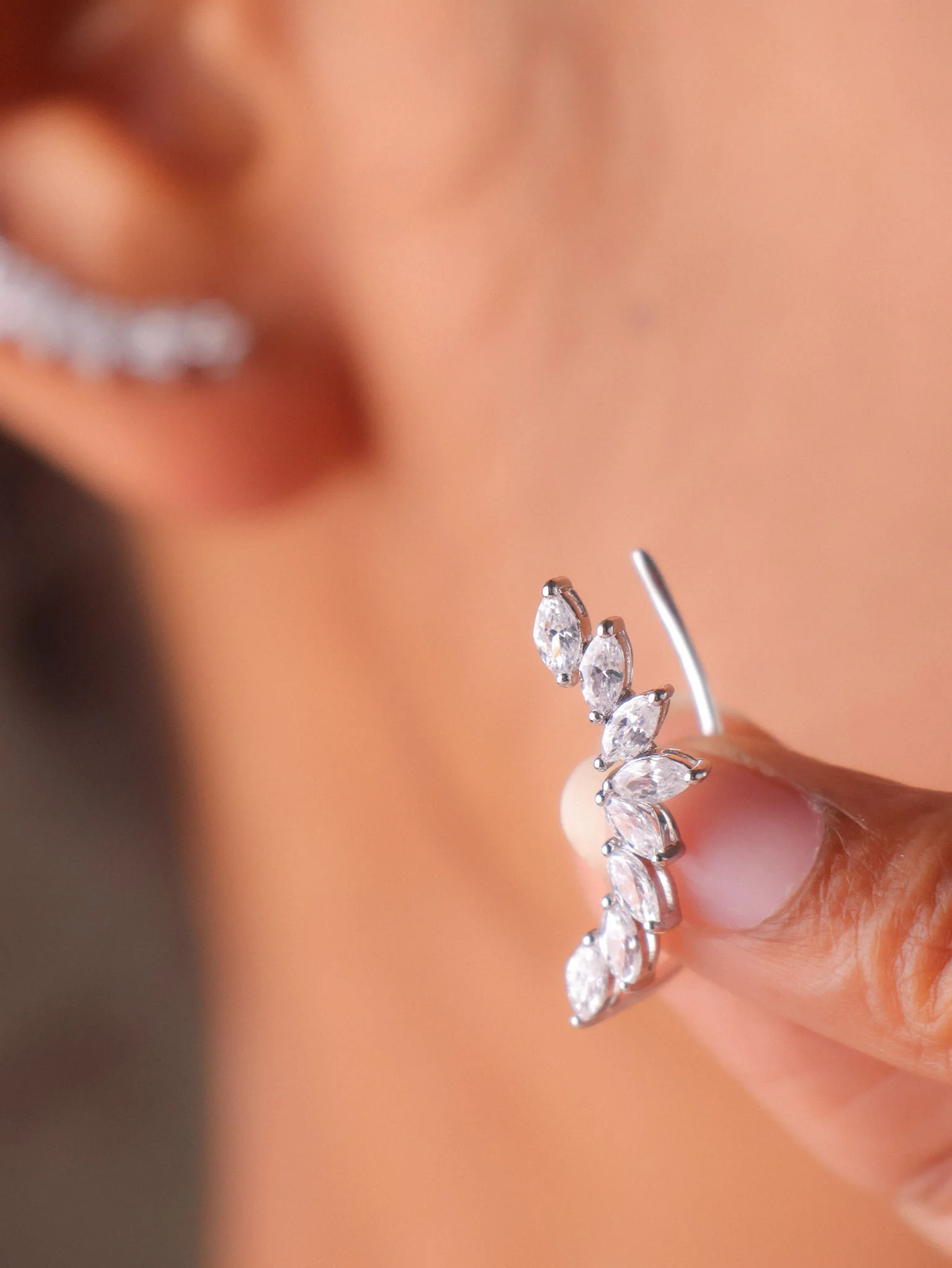 Serena Marquise Ear Climber - Image 3