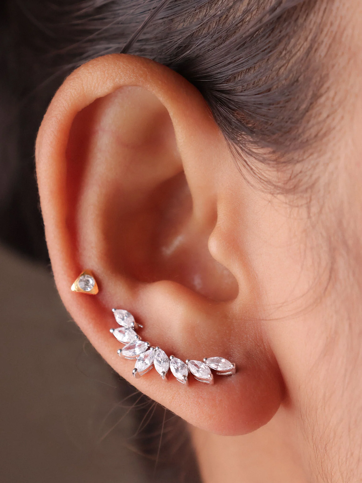 Serena Marquise Ear Climber - Image 4