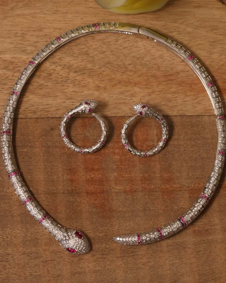 Serpentia Luxe Crystal Snake Necklace - Image 2