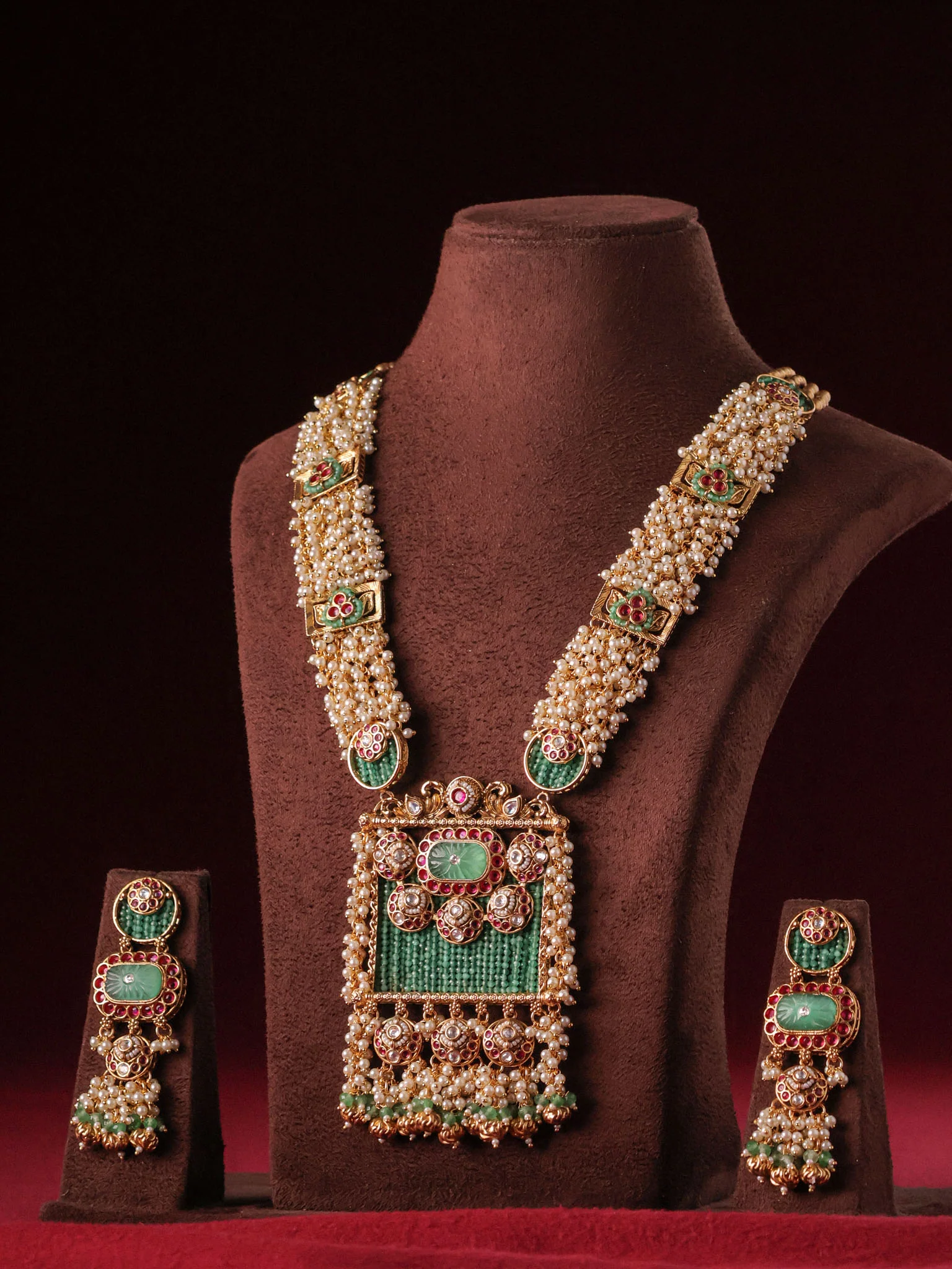 Sheeshmahal Emerald Jadau Haar Set