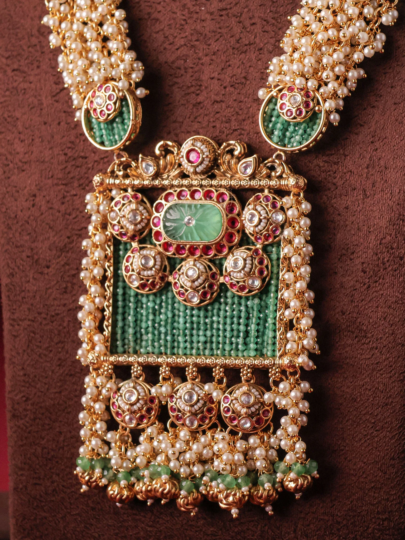 Sheeshmahal Emerald Jadau Haar Set - Image 2