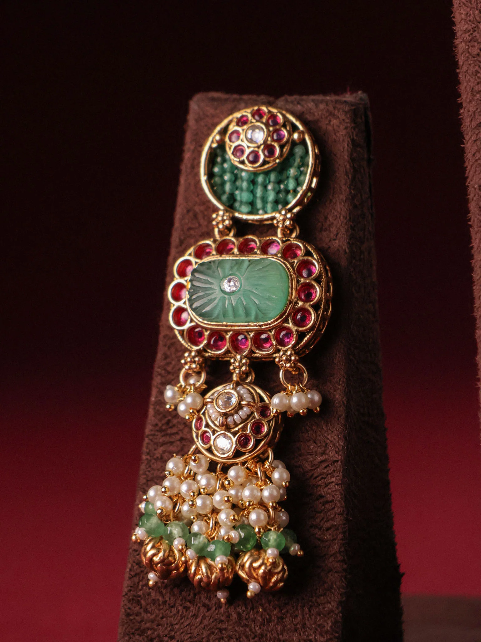 Sheeshmahal Emerald Jadau Haar Set - Image 3
